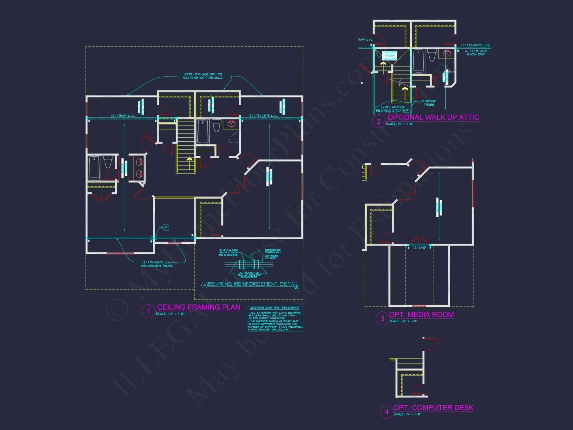 Modern house Plan with 4 Bedrooms, CAD Designs & Blueprint