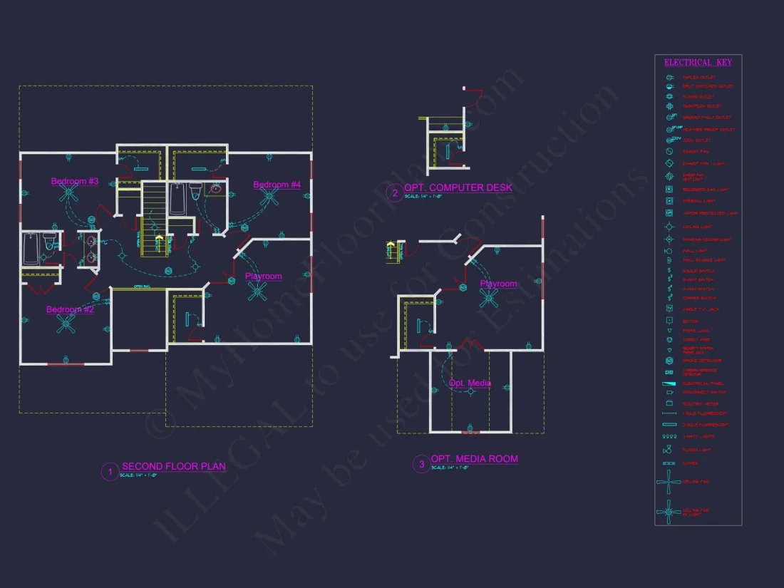 Modern house Plan with 4 Bedrooms, CAD Designs & Blueprint