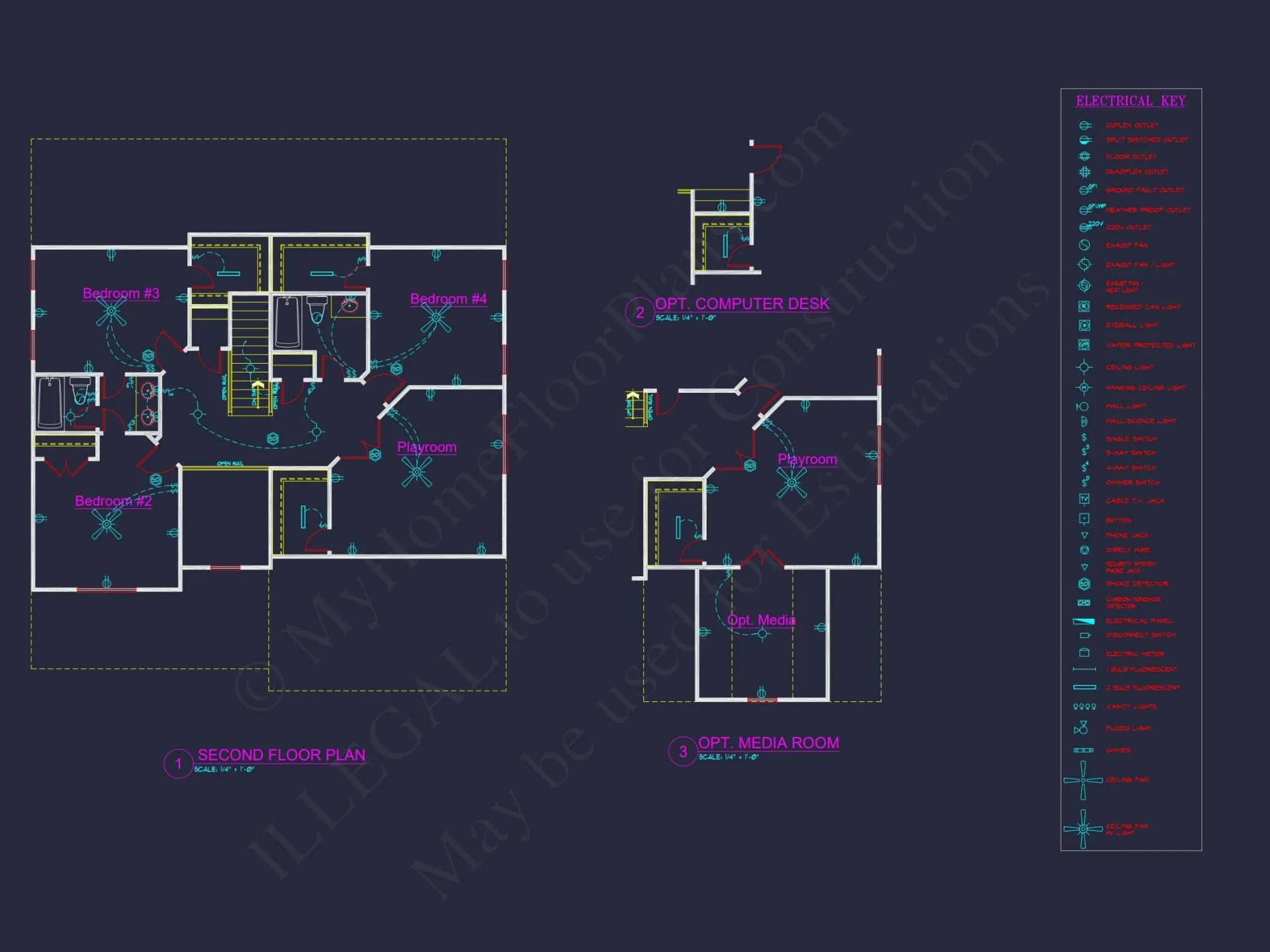 Modern house Plan with 4 Bedrooms, CAD Designs & Blueprint