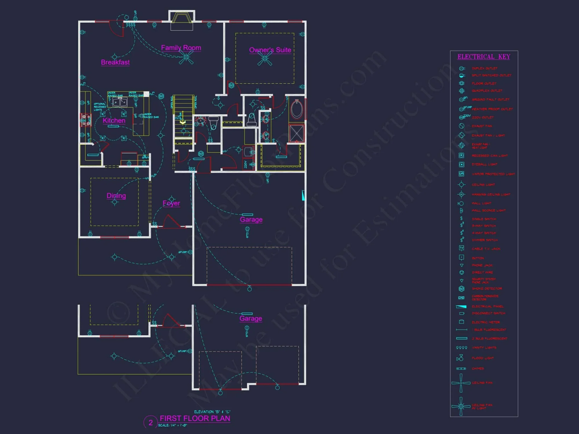 Modern house Plan with 4 Bedrooms, CAD Designs & Blueprint