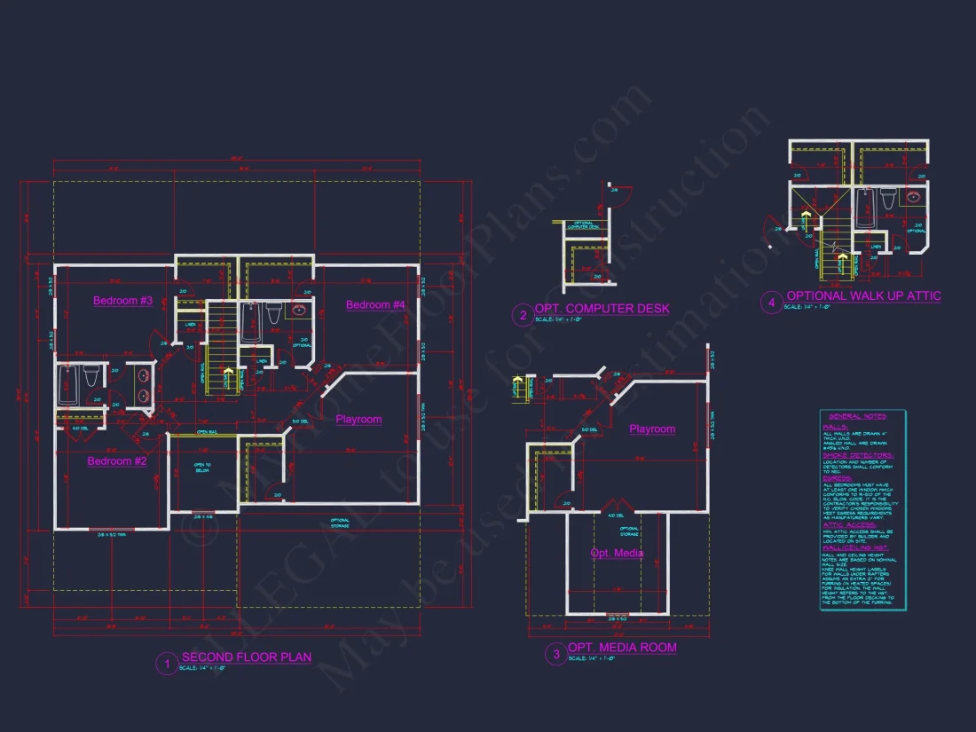 Modern house Plan with 4 Bedrooms, CAD Designs & Blueprint