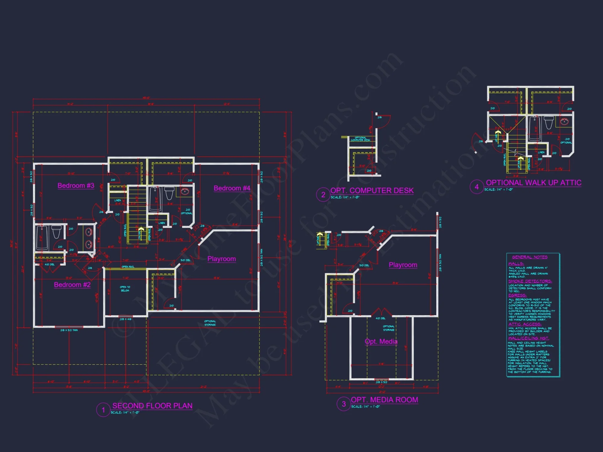 Modern house Plan with 4 Bedrooms, CAD Designs & Blueprint