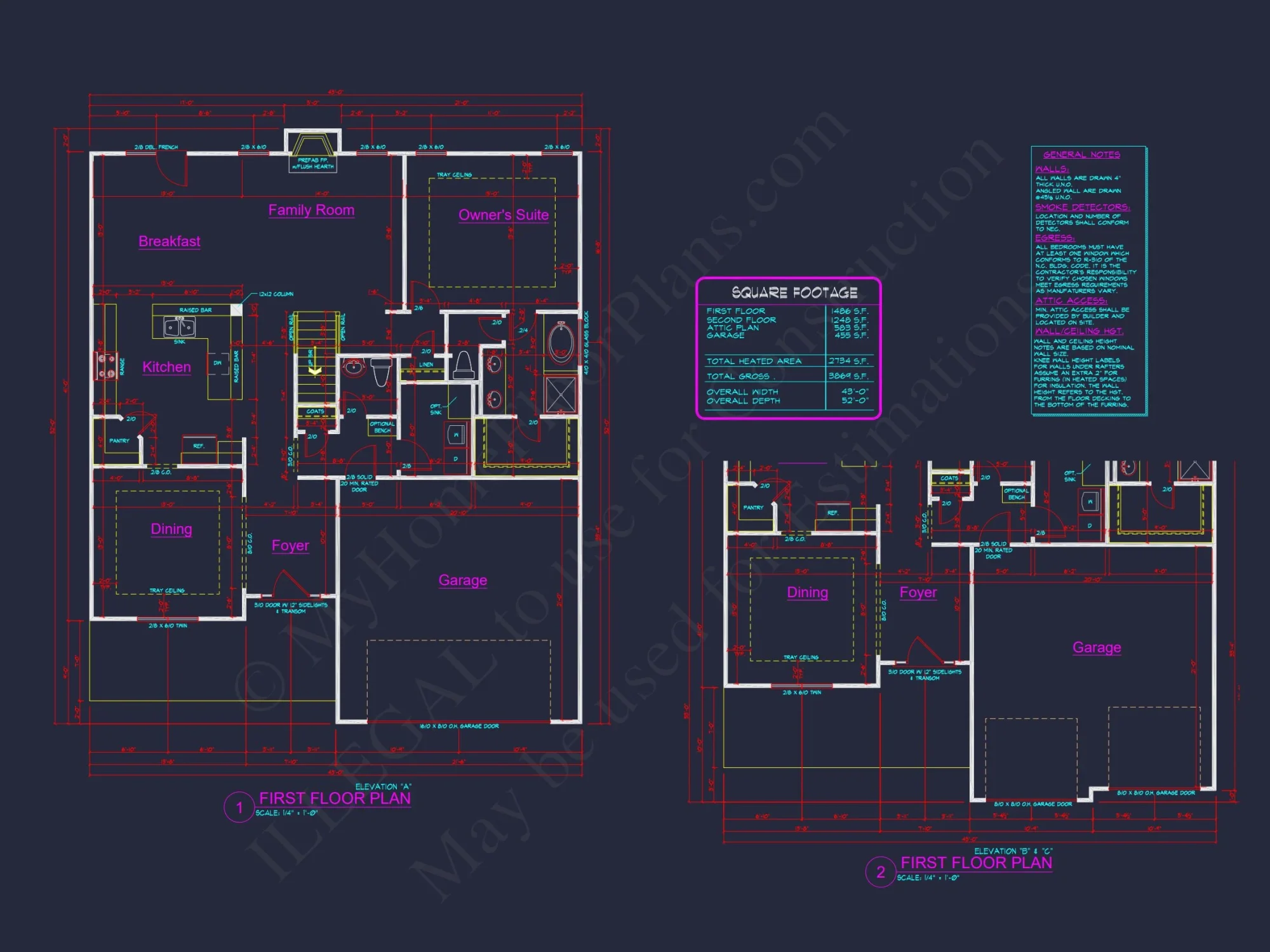 Modern house Plan with 4 Bedrooms, CAD Designs & Blueprint