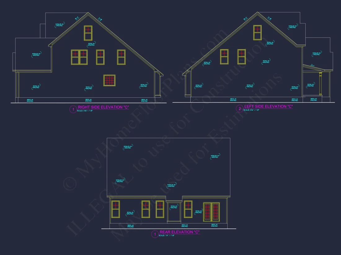 Modern house Plan with 4 Bedrooms, CAD Designs & Blueprint