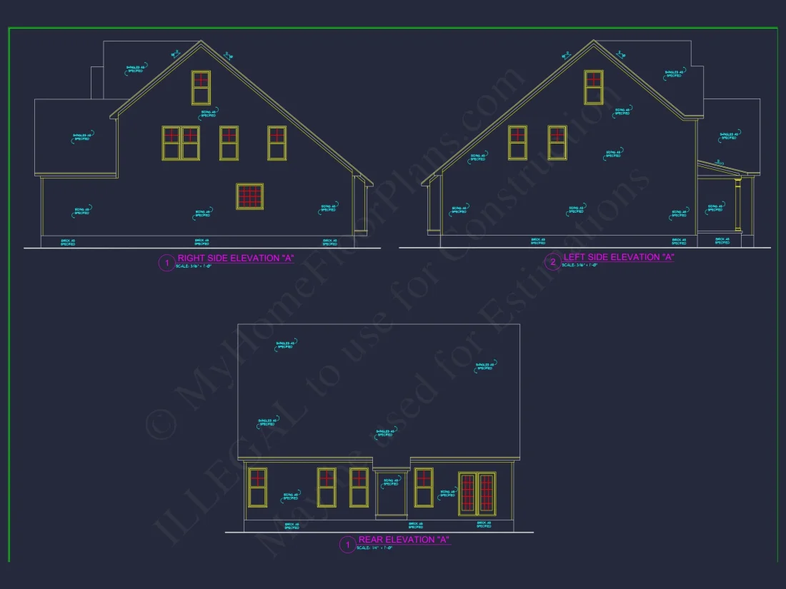 Modern house Plan with 4 Bedrooms, CAD Designs & Blueprint