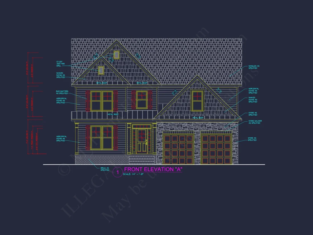 Modern house Plan with 4 Bedrooms, CAD Designs & Blueprint