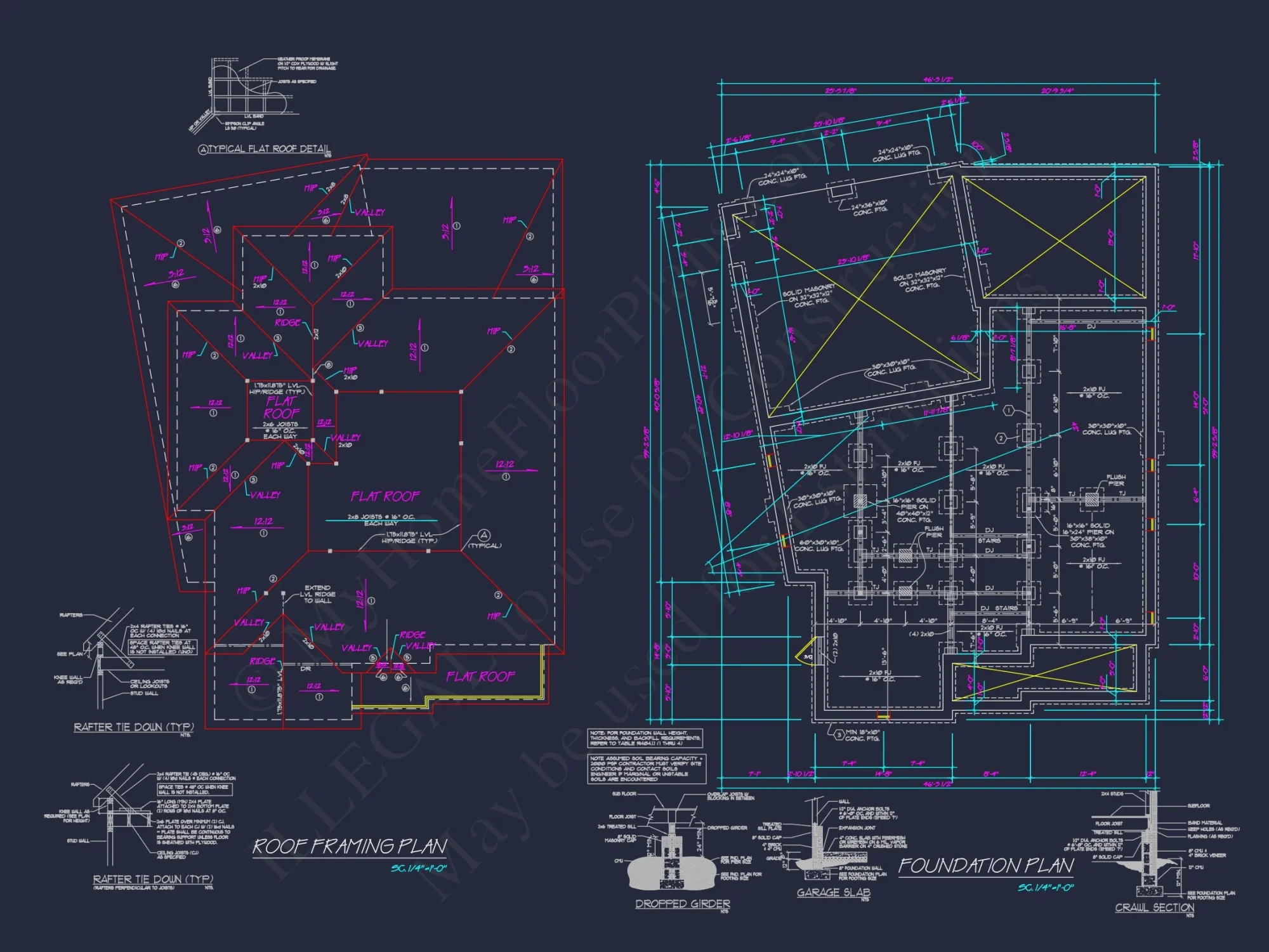 Traditional 2-Story house Plan with 4 Bedrooms & 3 Baths (Blueprint)