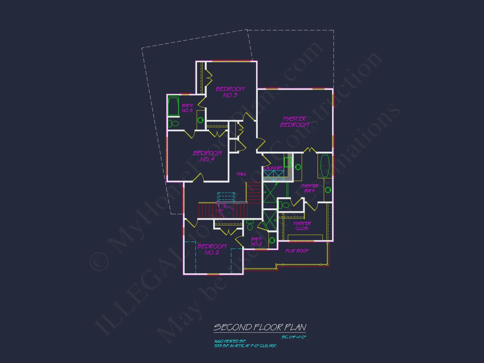 Traditional 2-Story house Plan with 4 Bedrooms & 3 Baths (Blueprint)