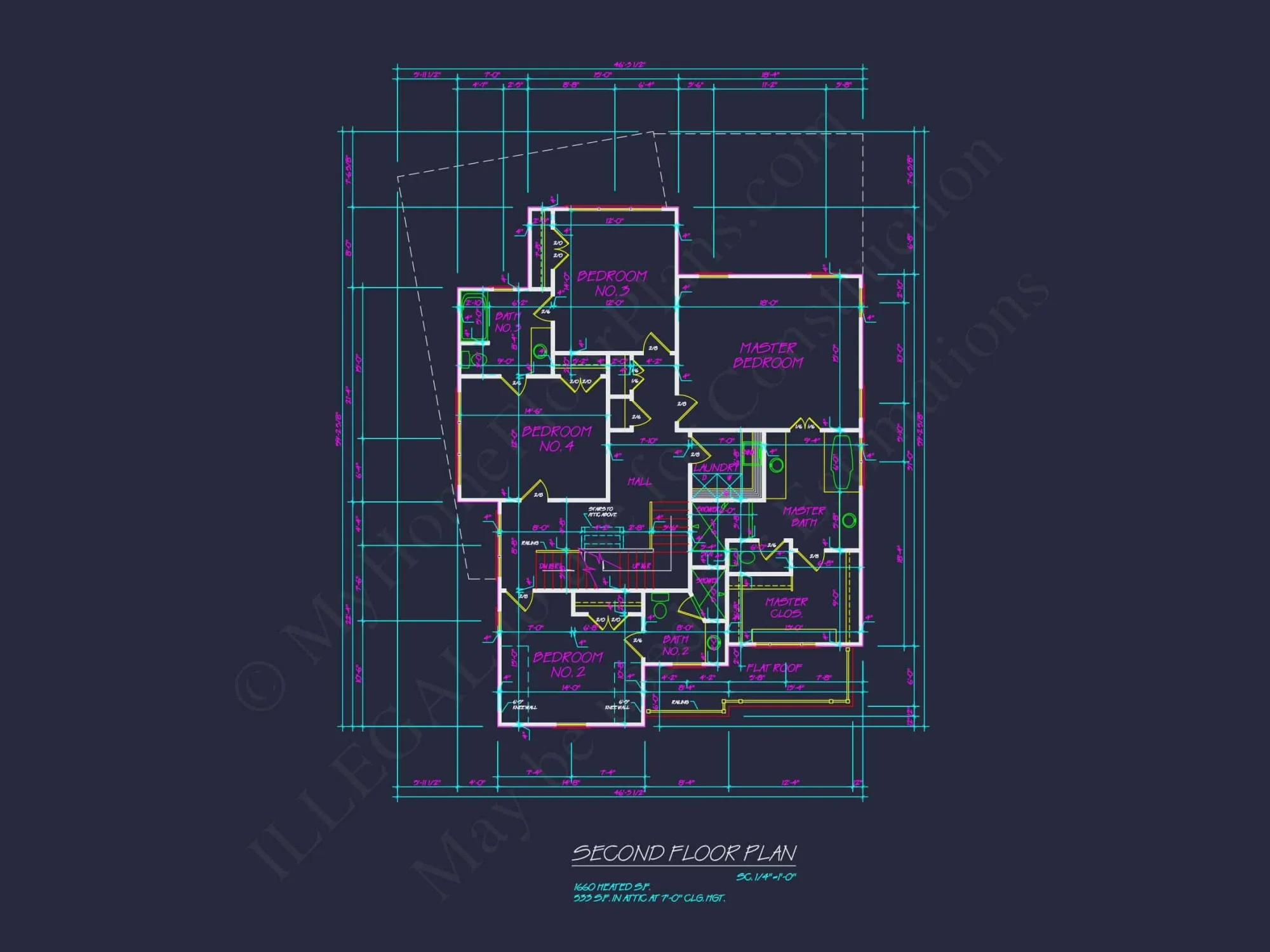 Traditional 2-Story house Plan with 4 Bedrooms & 3 Baths (Blueprint)