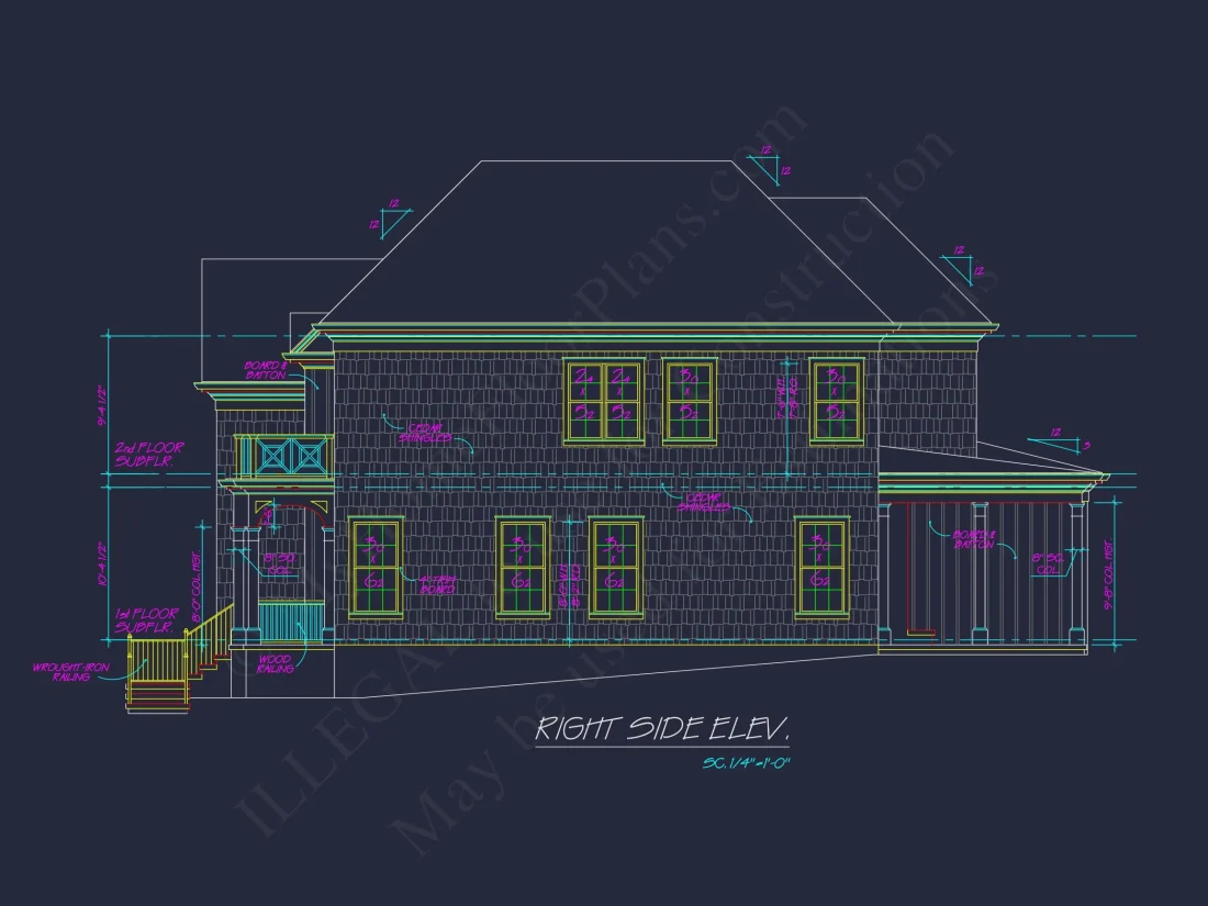 Traditional 2-Story house Plan with 4 Bedrooms & 3 Baths (Blueprint)