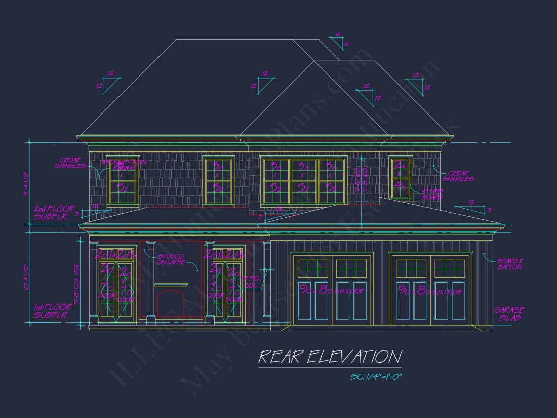Traditional 2-Story house Plan with 4 Bedrooms & 3 Baths (Blueprint)