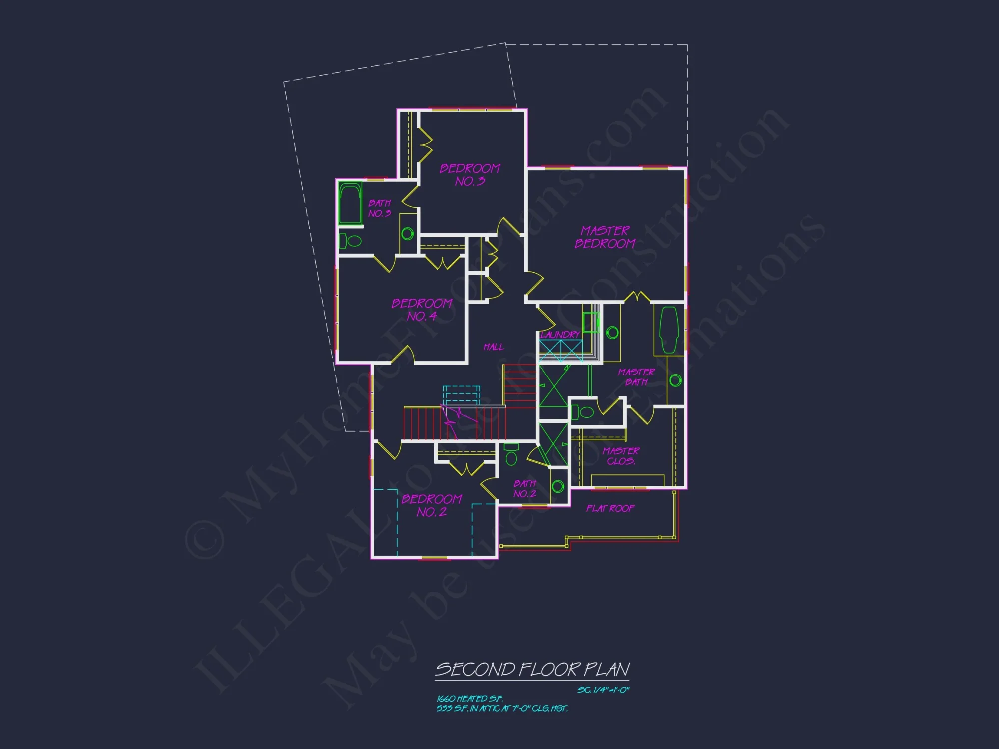 Traditional 2-Story house Plan with 4 Bedrooms & 3 Baths (Blueprint)