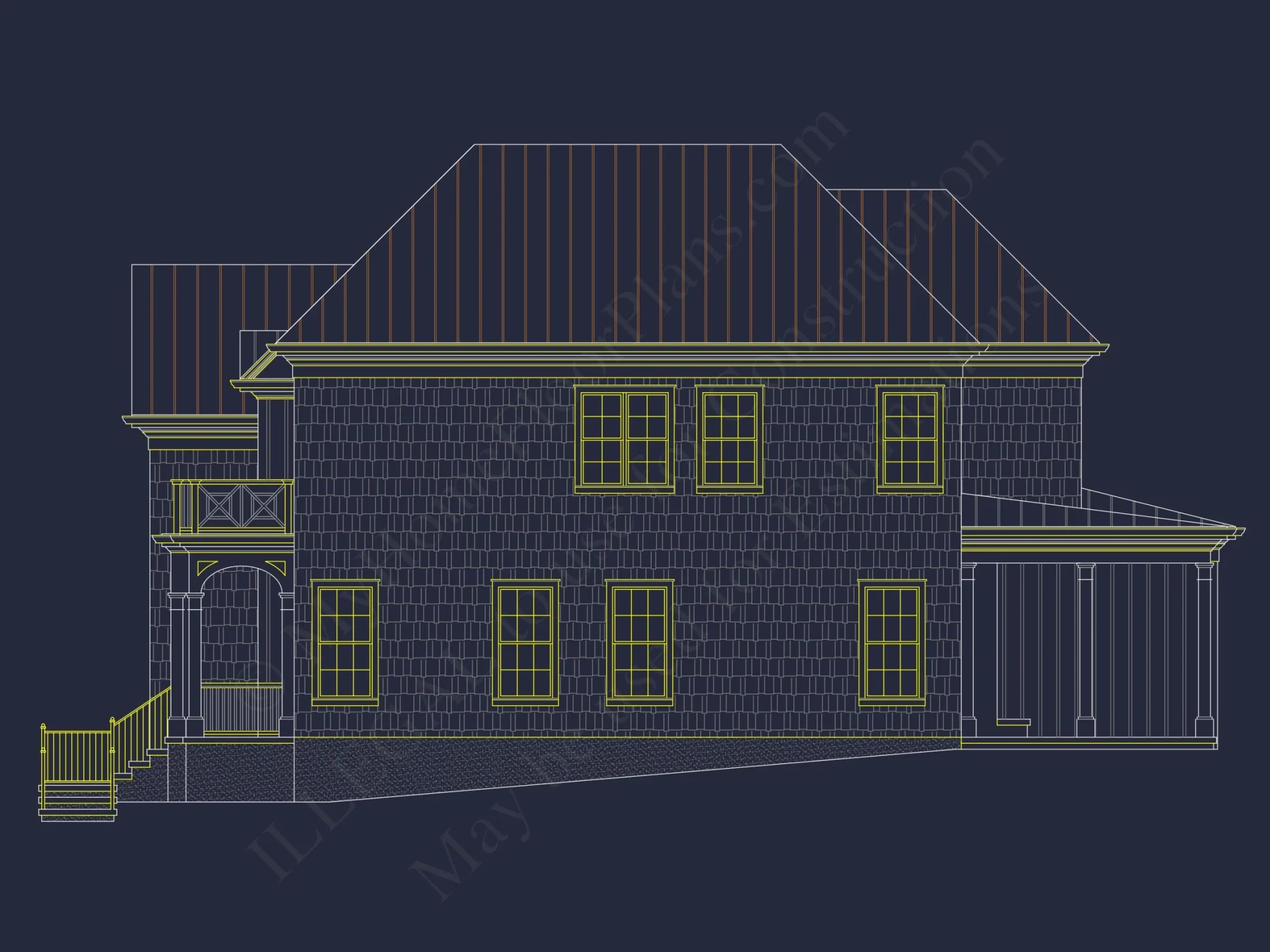 Traditional 2-Story house Plan with 4 Bedrooms & 3 Baths (Blueprint)