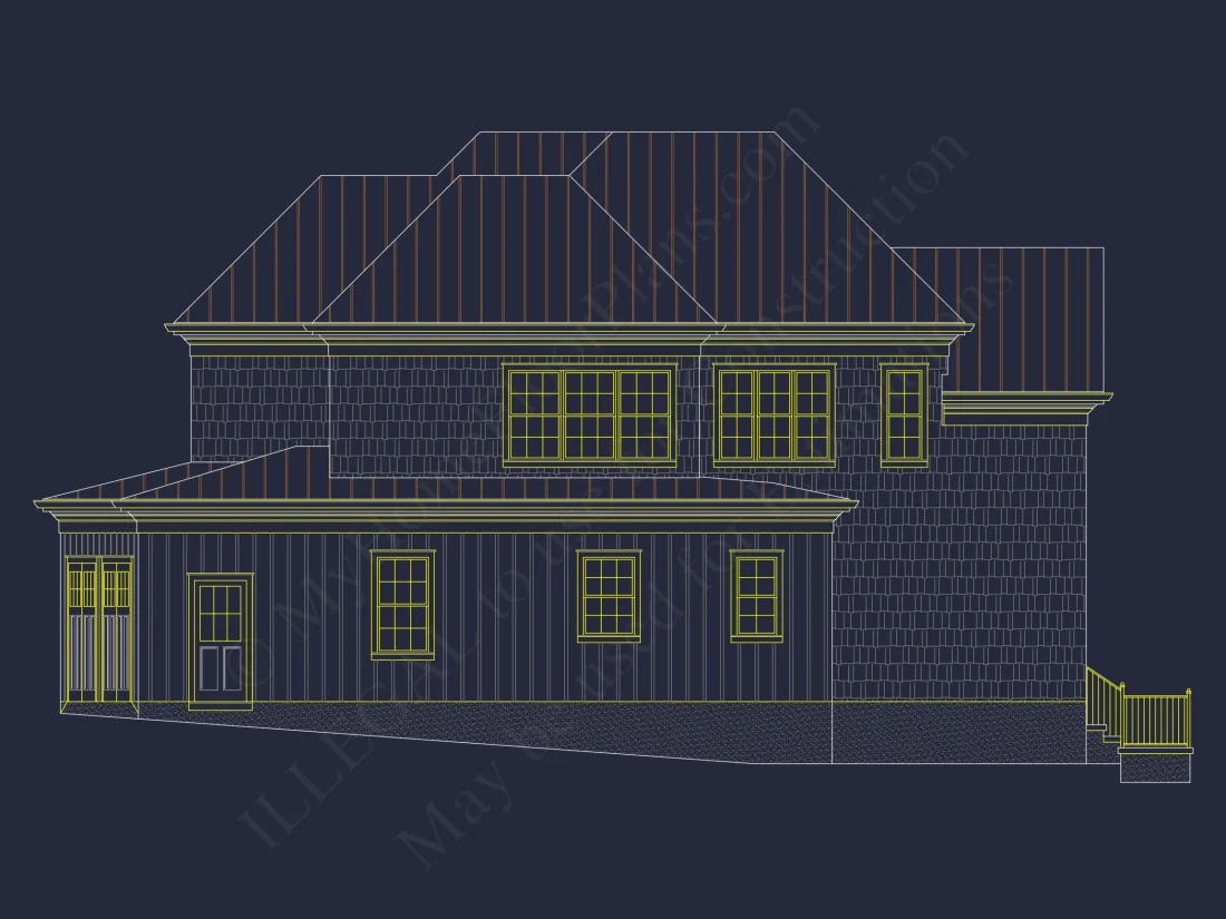 Traditional 2-Story house Plan with 4 Bedrooms & 3 Baths (Blueprint)