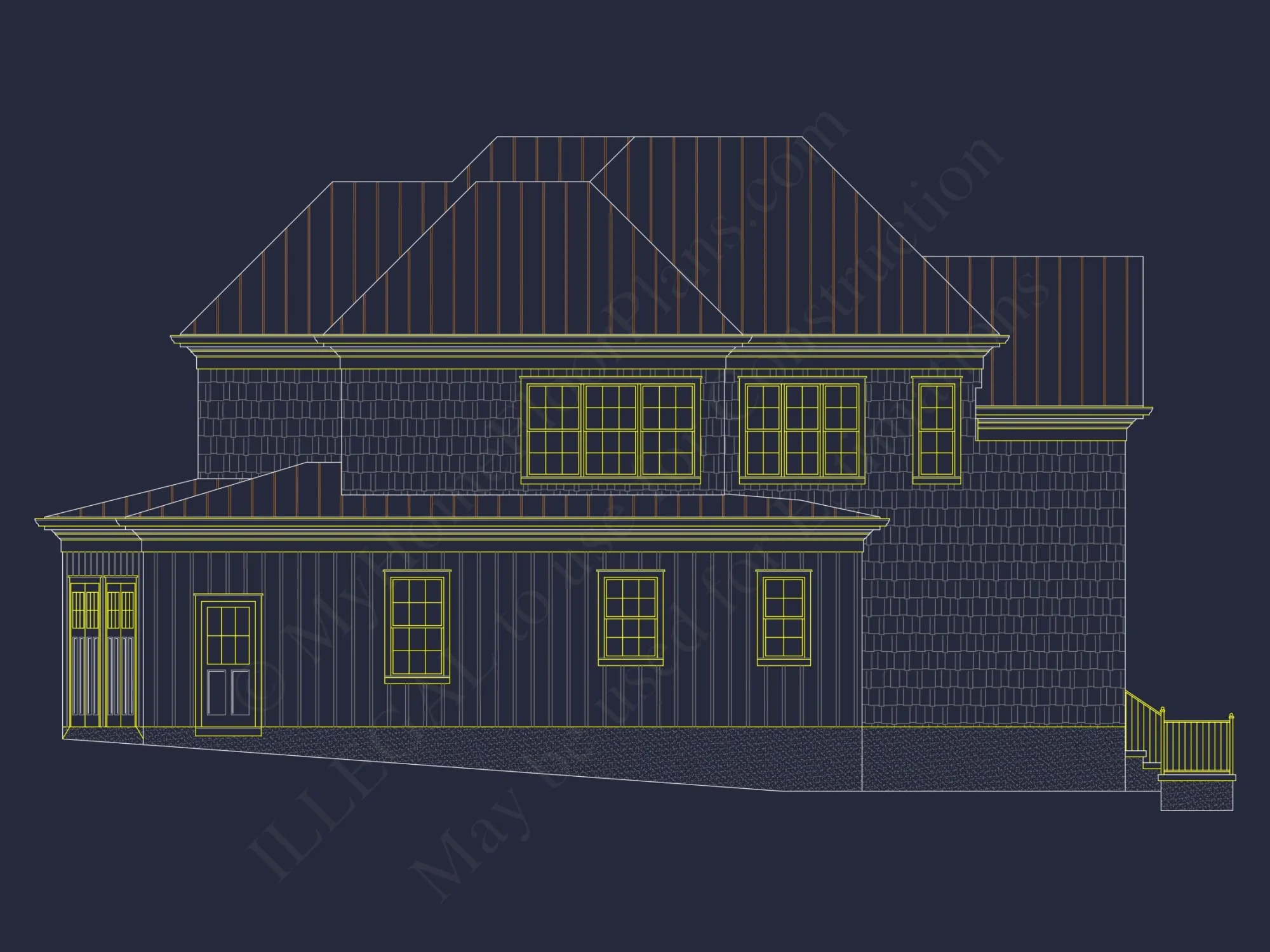 Traditional 2-Story house Plan with 4 Bedrooms & 3 Baths (Blueprint)