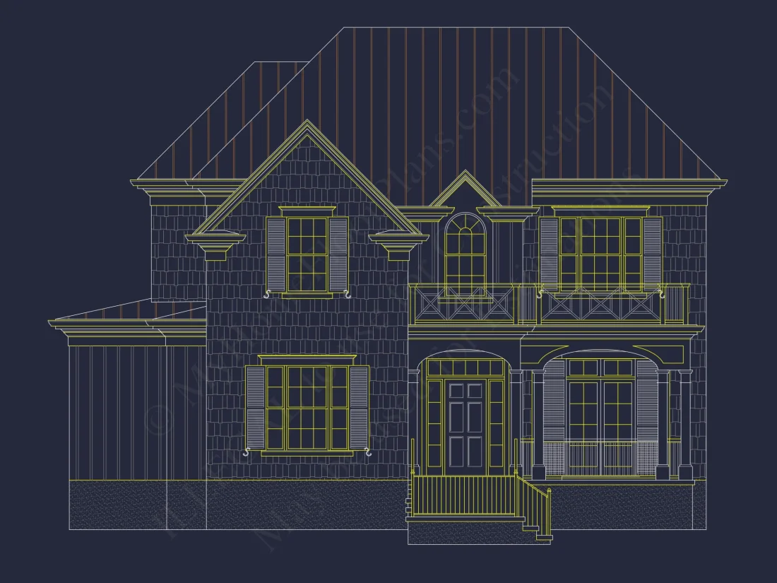 Traditional 2-Story house Plan with 4 Bedrooms & 3 Baths (Blueprint)