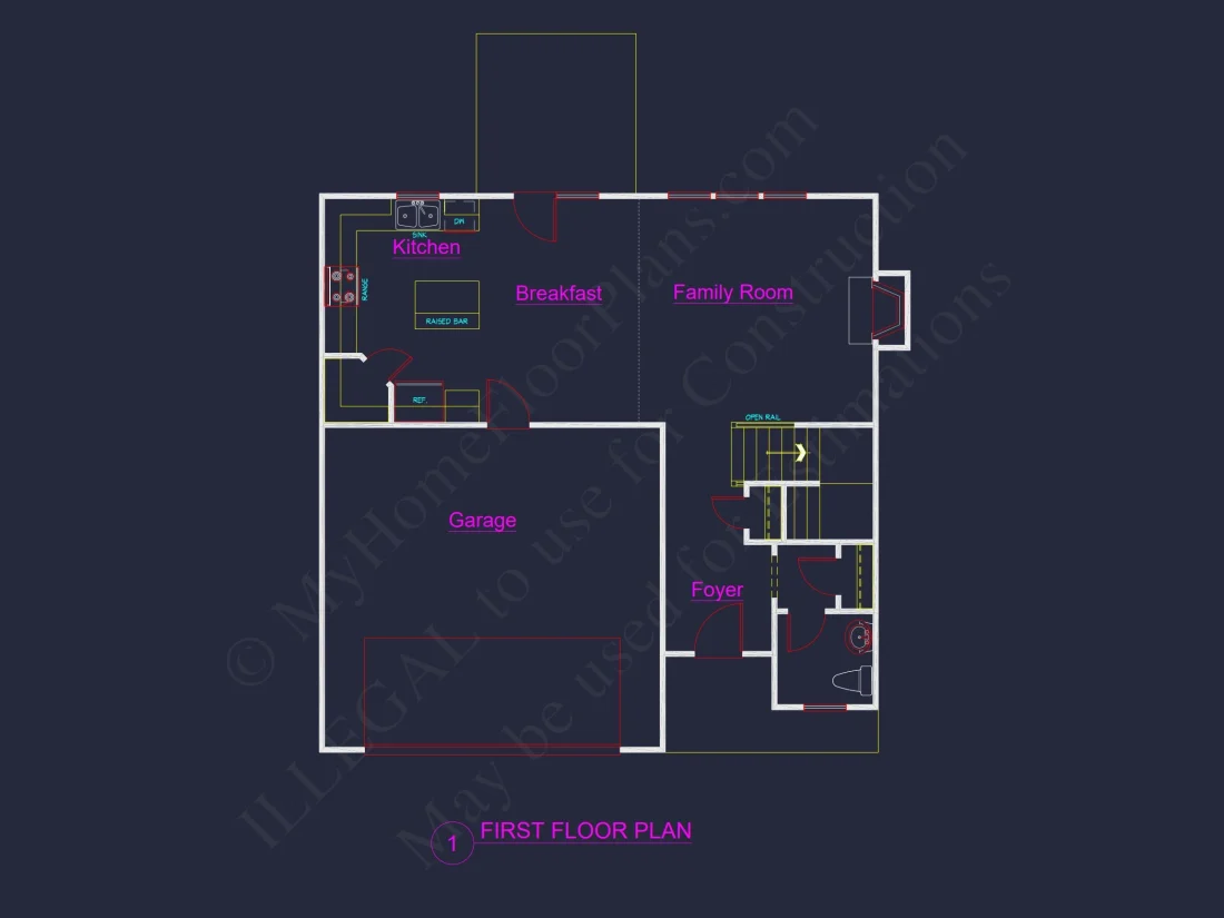 Modern Craftsman house Plan with Open Floor Plan and CAD Designs