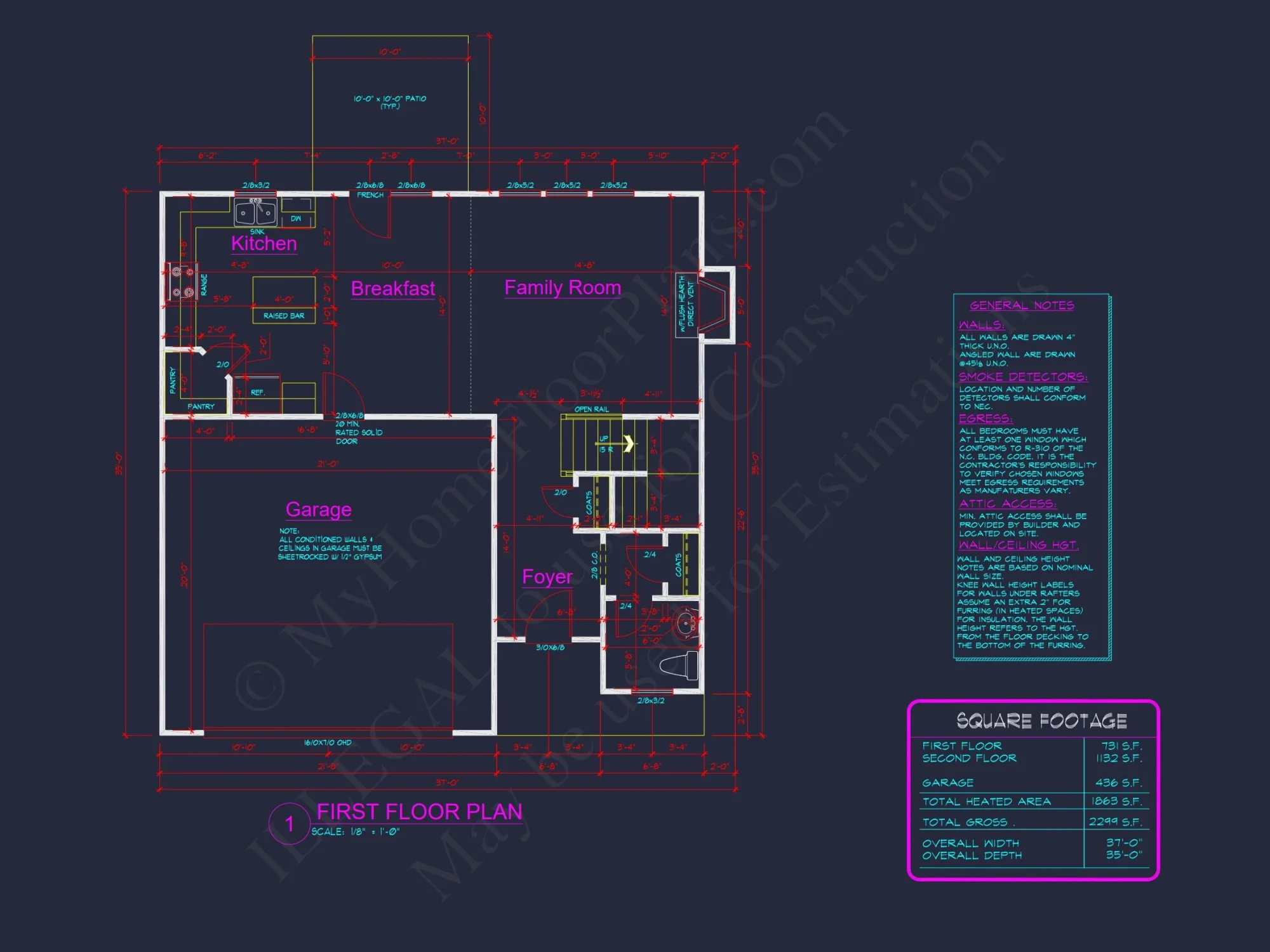 Modern Craftsman house Plan with Open Floor Plan and CAD Designs