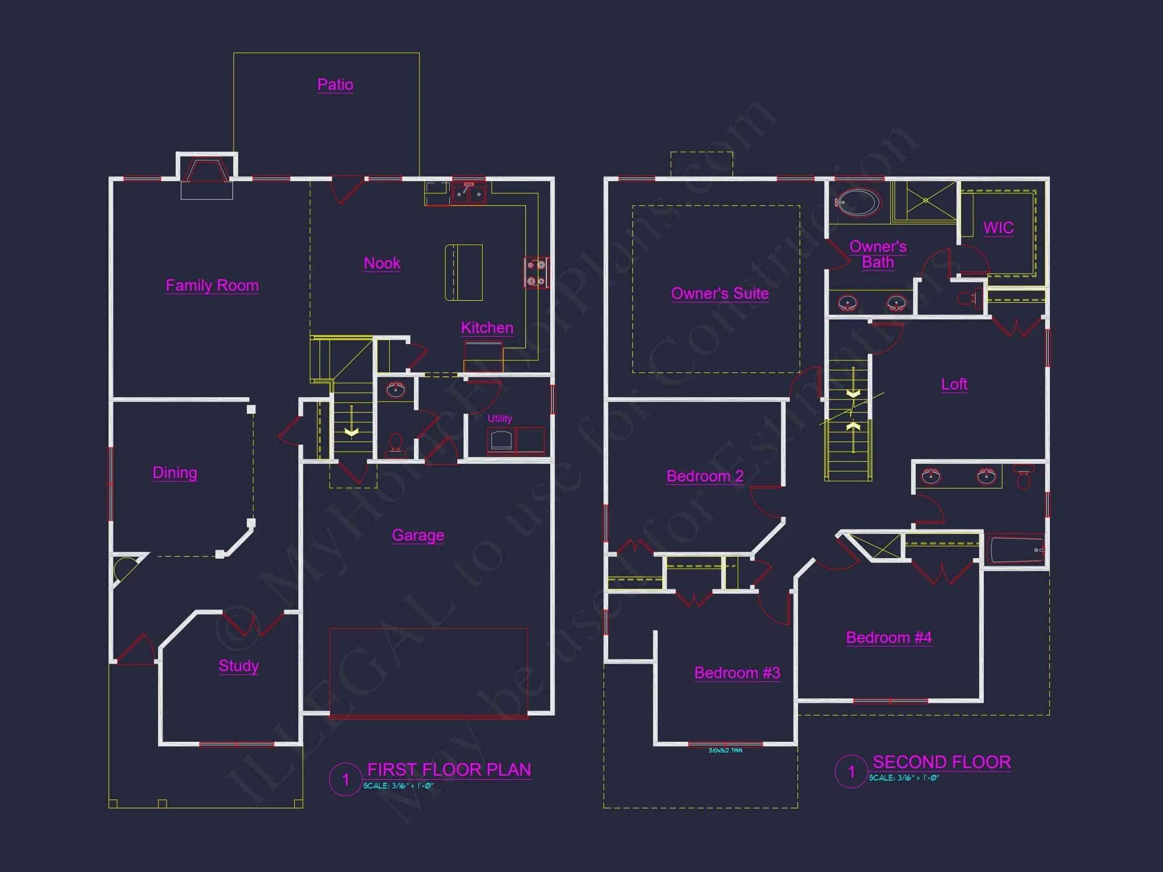 10-1431 HOUSE PLAN - Modern Craftsman 2-Story House Plan – 4 Bed, 2,575 Sq Ft 4 Blueprint & CAD Plans