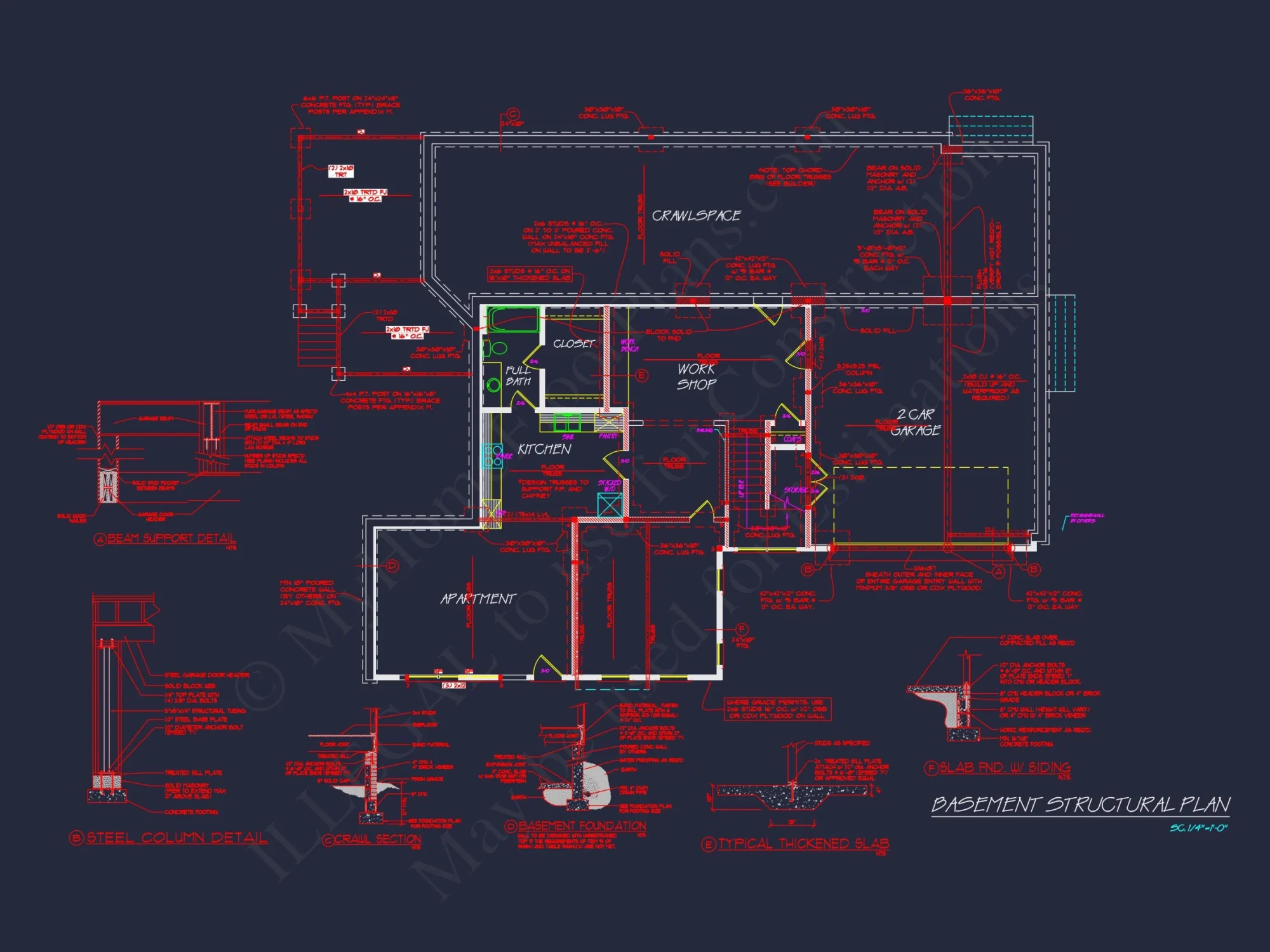 Traditional Farmhouse house Plan w/Basement & Garage - 6, 341 SqFt