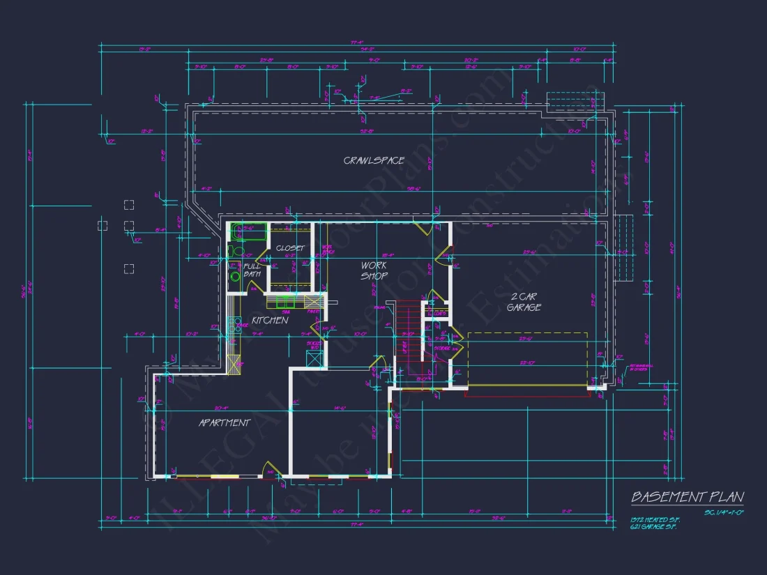 Traditional Farmhouse house Plan w/Basement & Garage - 6, 341 SqFt