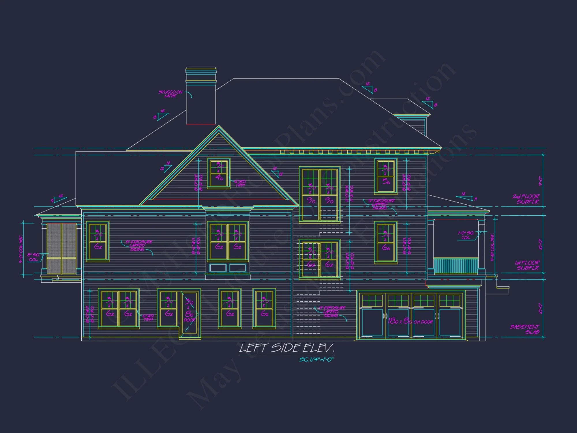 Traditional Farmhouse house Plan w/Basement & Garage - 6, 341 SqFt