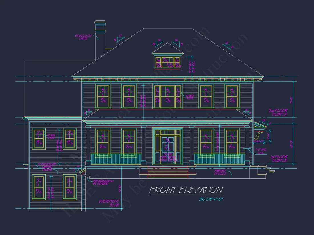 Traditional Farmhouse house Plan w/Basement & Garage - 6, 341 SqFt