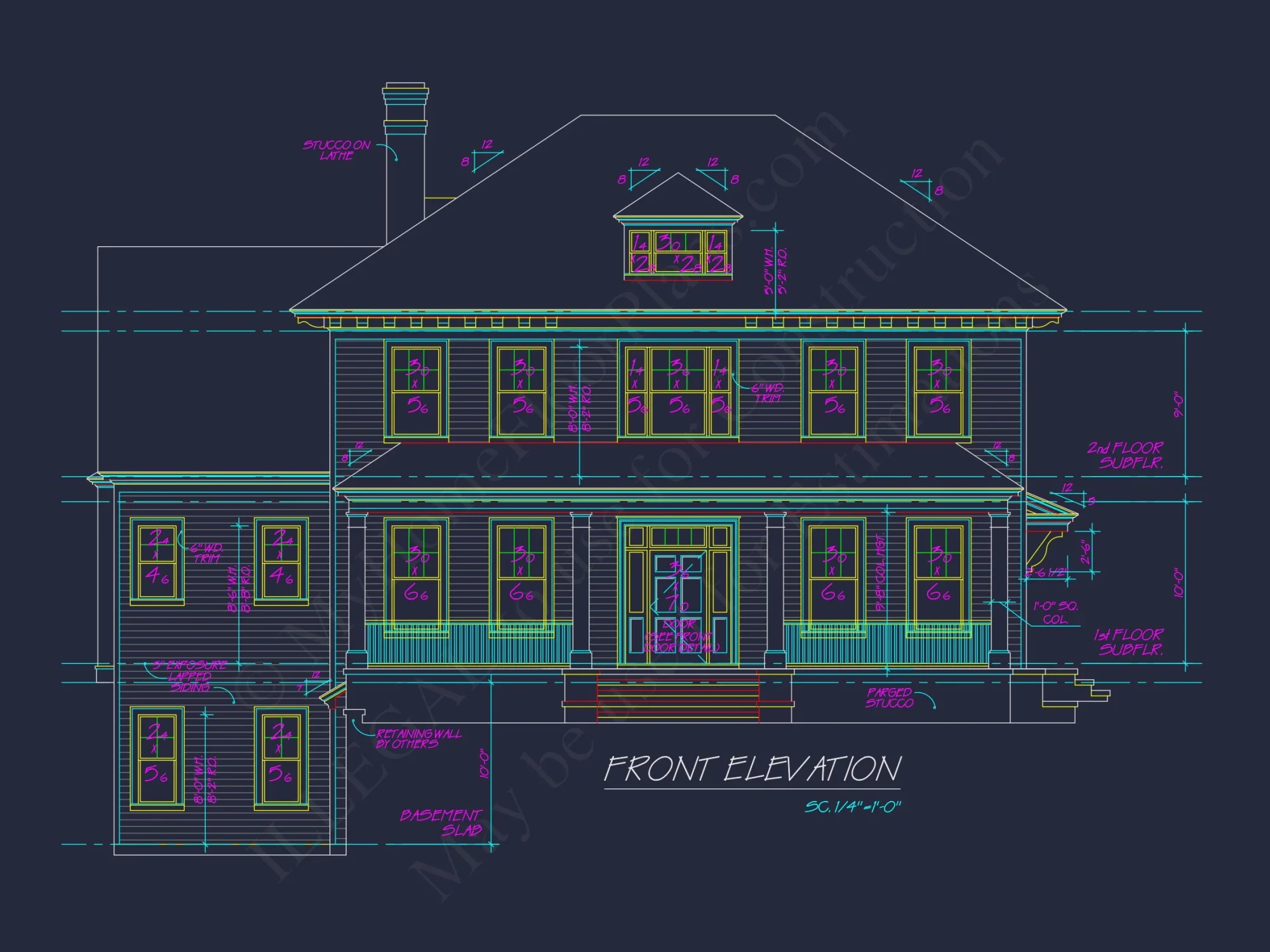 Traditional Farmhouse house Plan w/Basement & Garage - 6, 341 SqFt