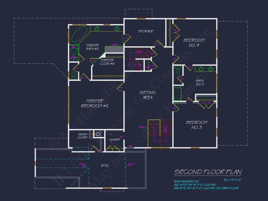 Traditional Farmhouse house Plan w/Basement & Garage - 6, 341 SqFt