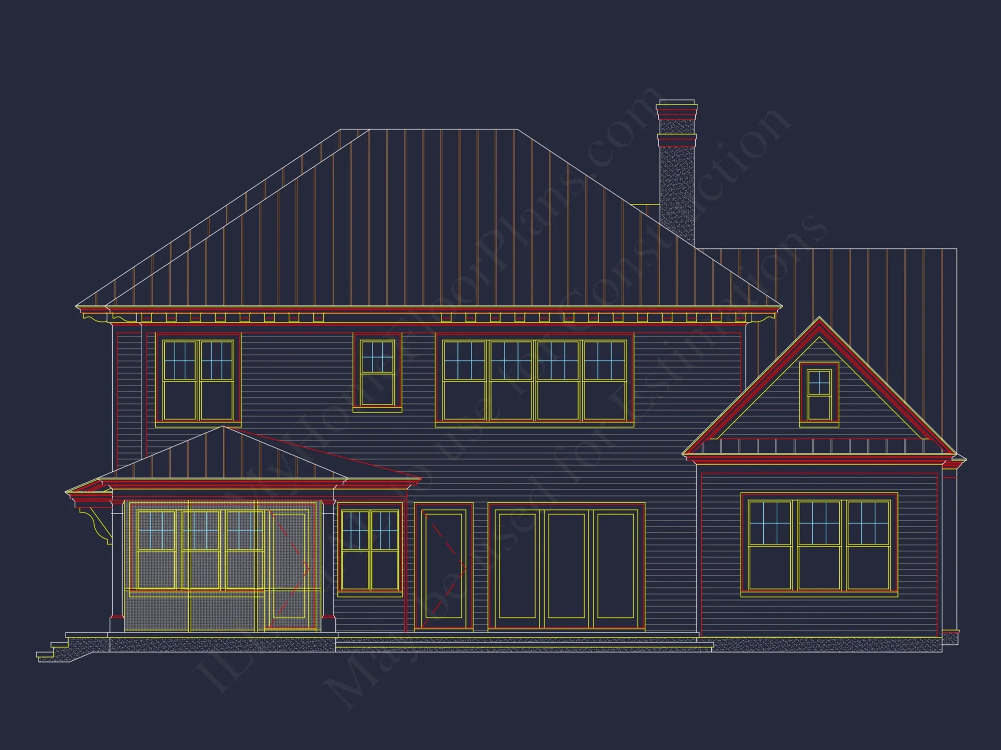 Traditional Farmhouse house Plan w/Basement & Garage - 6, 341 SqFt