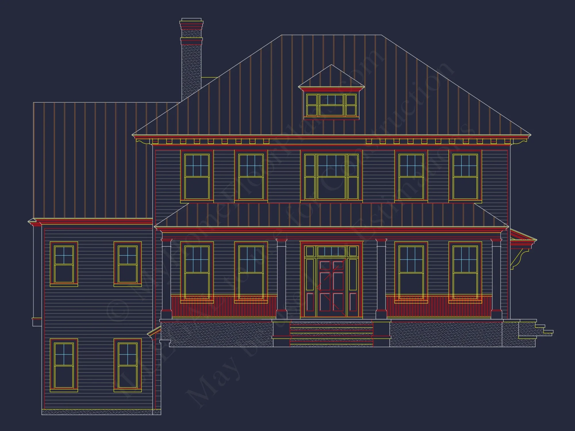 Traditional Farmhouse house Plan w/Basement & Garage - 6, 341 SqFt