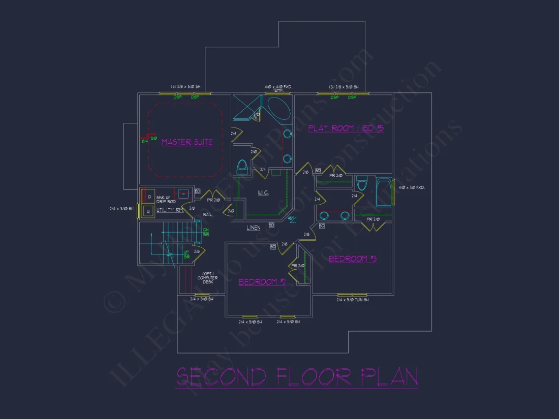 Elegant 5-Bedroom house Floor Plan with Colonial Designs