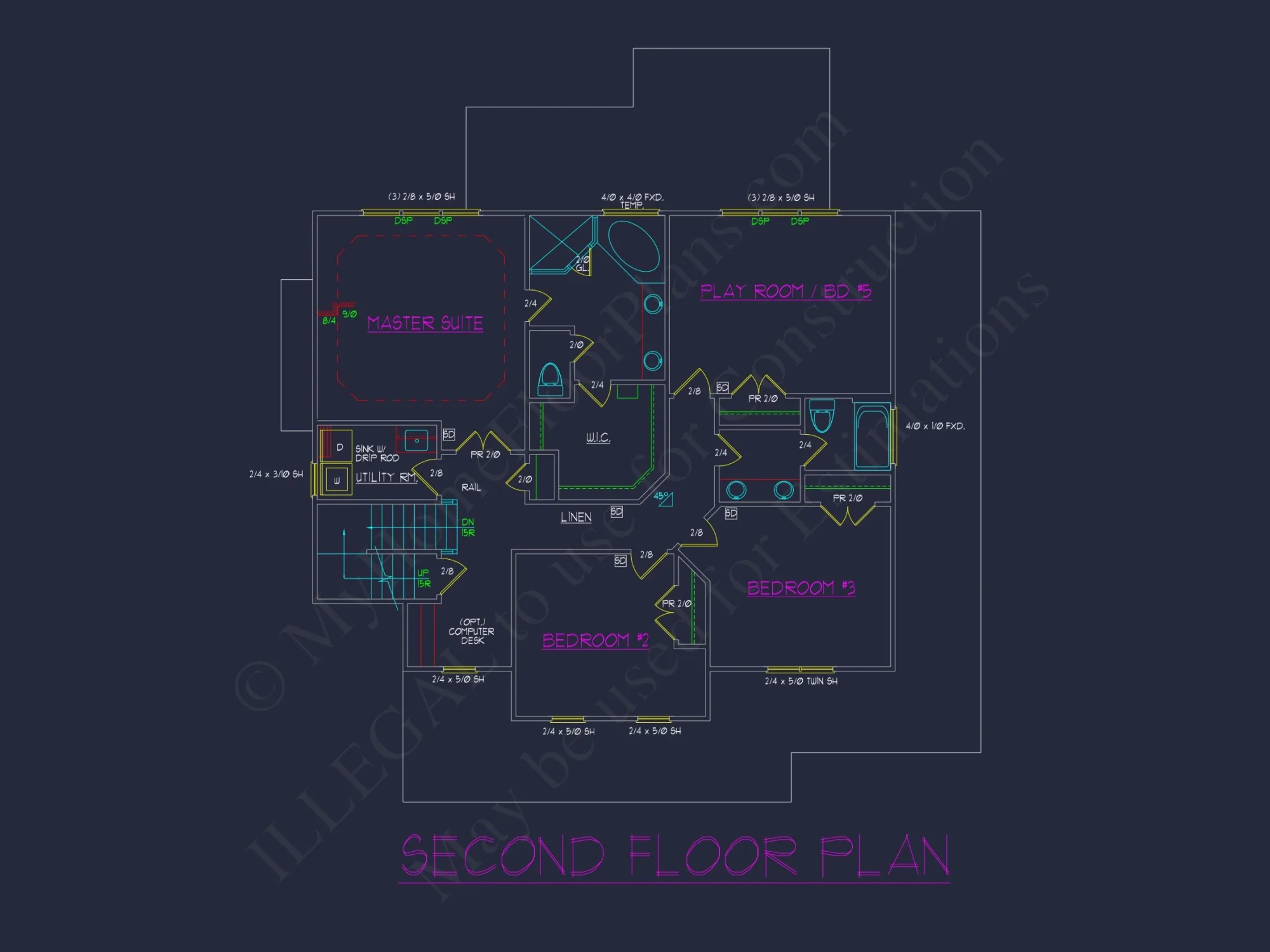 Elegant 5-Bedroom house Floor Plan with Colonial Designs