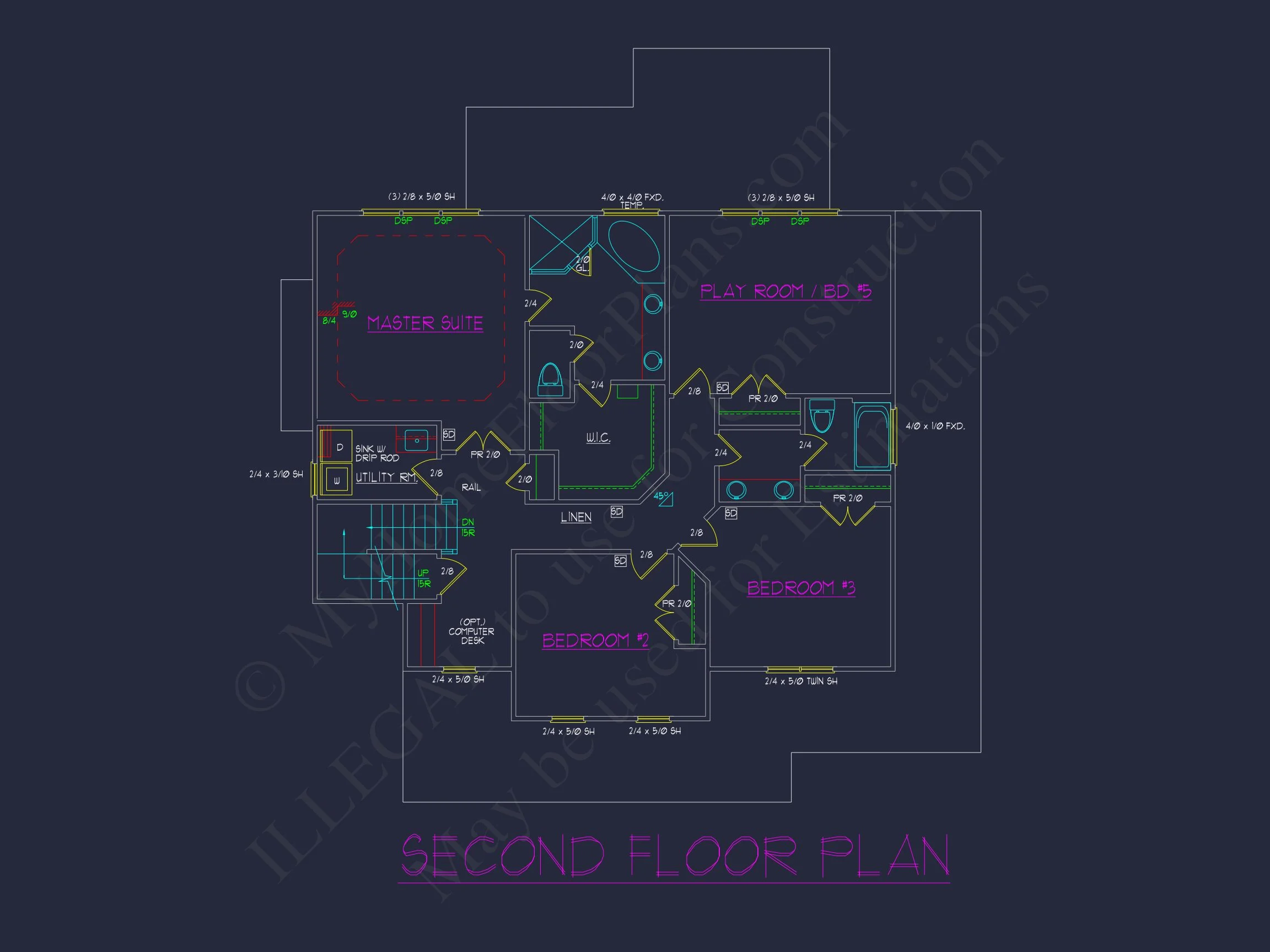 10-1360 HOUSE PLAN - Elegant 5-Bedroom Colonial House Plan – 2,719 Sq Ft with Open Layout 11 Elegant 5-Bedroom house Floor Plan with Colonial Designs