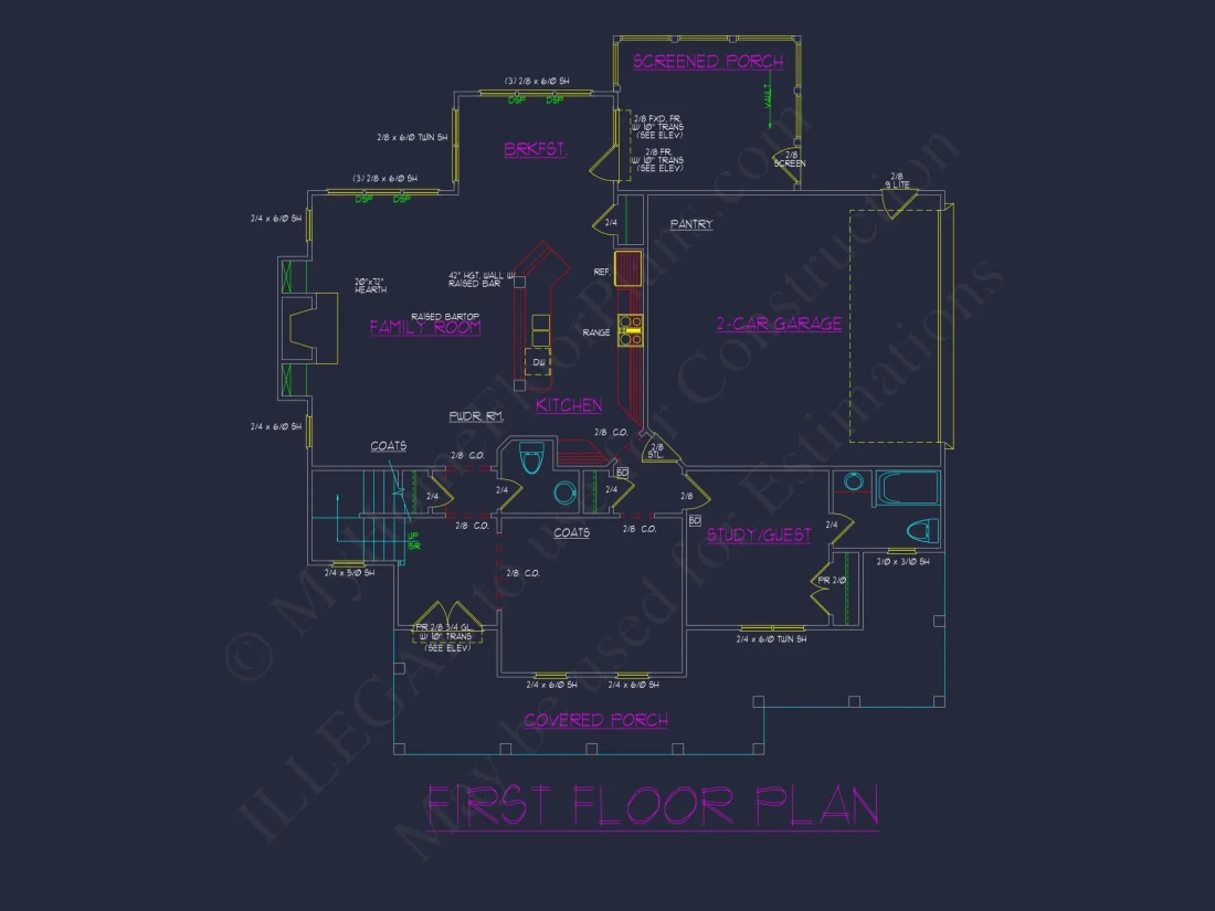 Elegant 5-Bedroom house Floor Plan with Colonial Designs