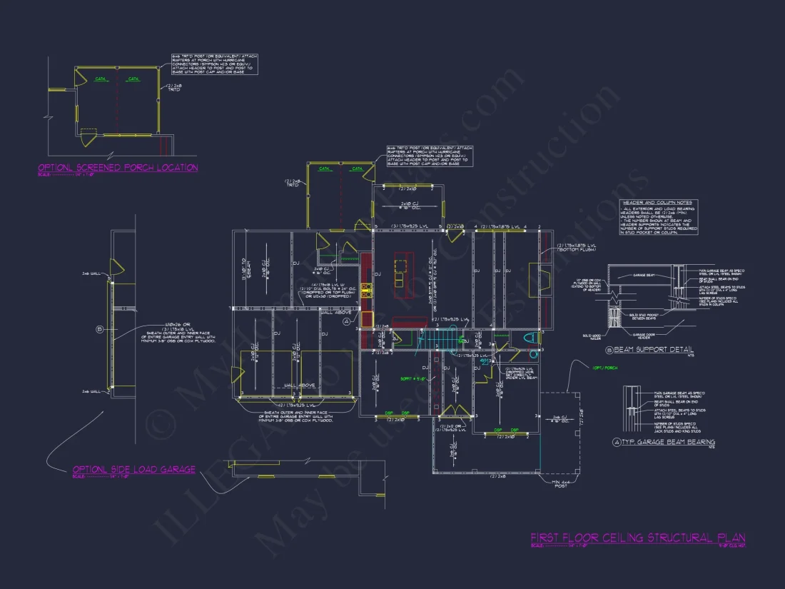 Stylish house Floor Plans with CAD Designs & 2-Car Garage