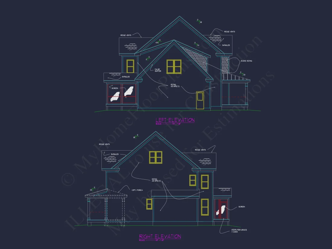 Stylish house Floor Plans with CAD Designs & 2-Car Garage