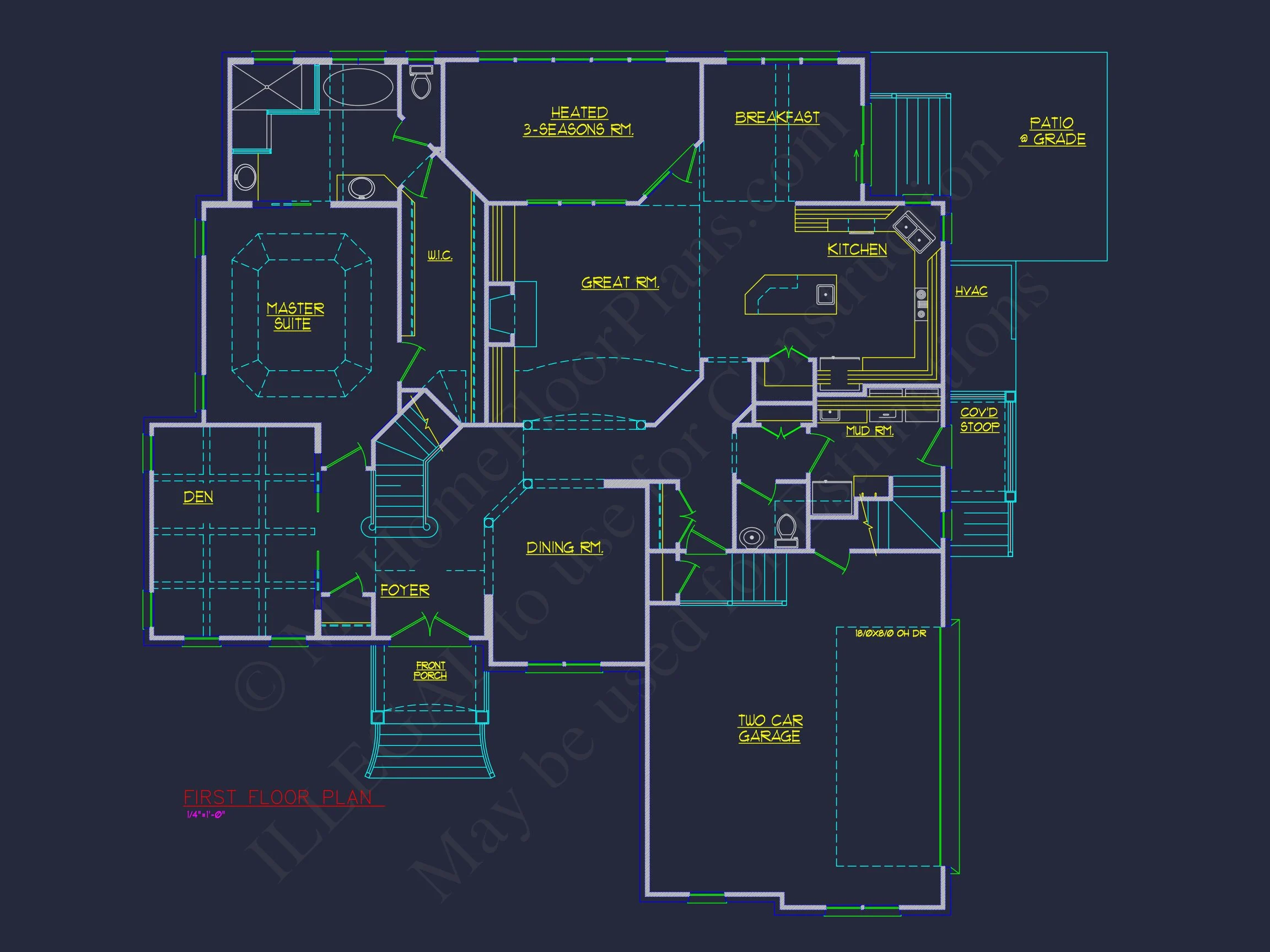 10-1296 HOUSE PLAN - French Country Craftsman House Plan – 3 Beds, 3.5 Baths, 3,385 Sq Ft 8 Explore a Classic 2-Story house Design with Detailed CAD Blueprint