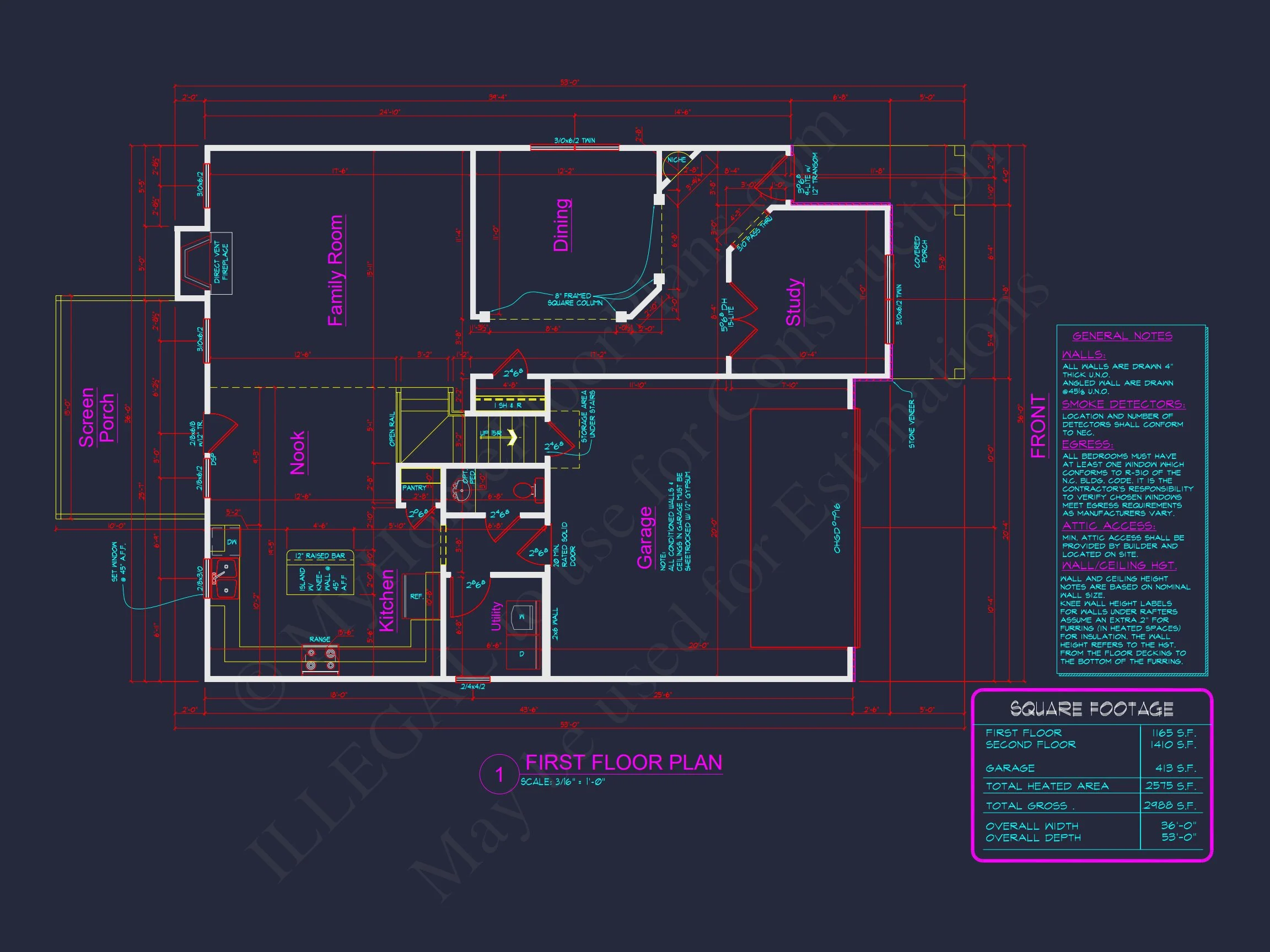10-1282 HOUSE PLAN - Traditional Colonial Revival Suburban House Plan – 4 Beds, 2,575 Sq Ft, 2 Stories 4 Modern Suburban house Plan with Craftsman CAD Designs