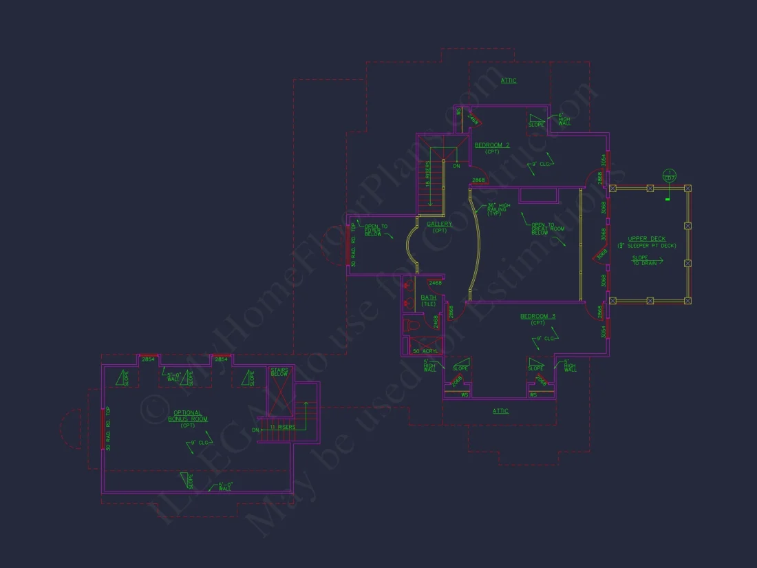 Elegant house Plan with 1.5 Floors, CAD Designs & Blueprints