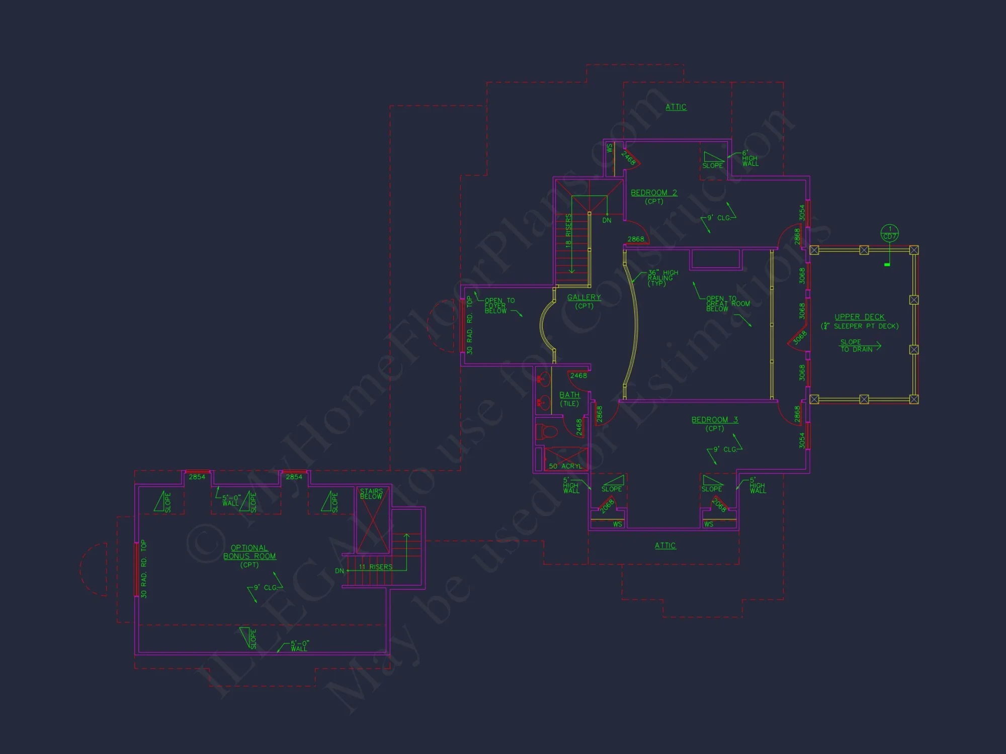 Elegant house Plan with 1.5 Floors, CAD Designs & Blueprints