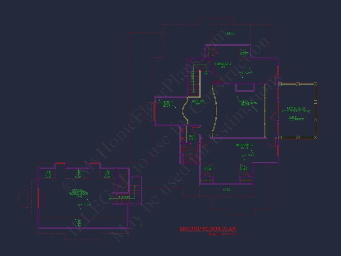 Elegant house Plan with 1.5 Floors, CAD Designs & Blueprints