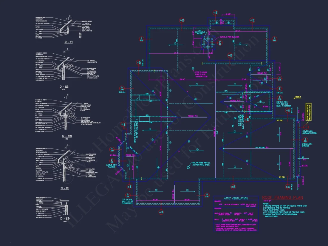 Colonial Revival house Floor Plan with CAD Blueprint Designs