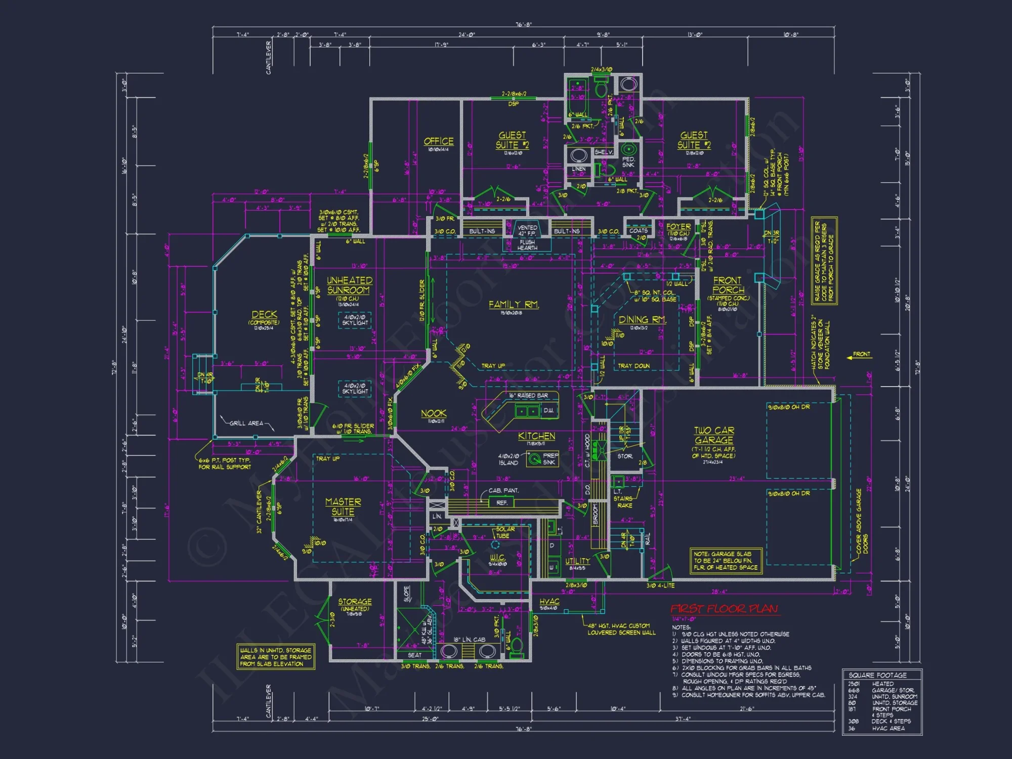 Colonial Revival house Floor Plan with CAD Blueprint Designs