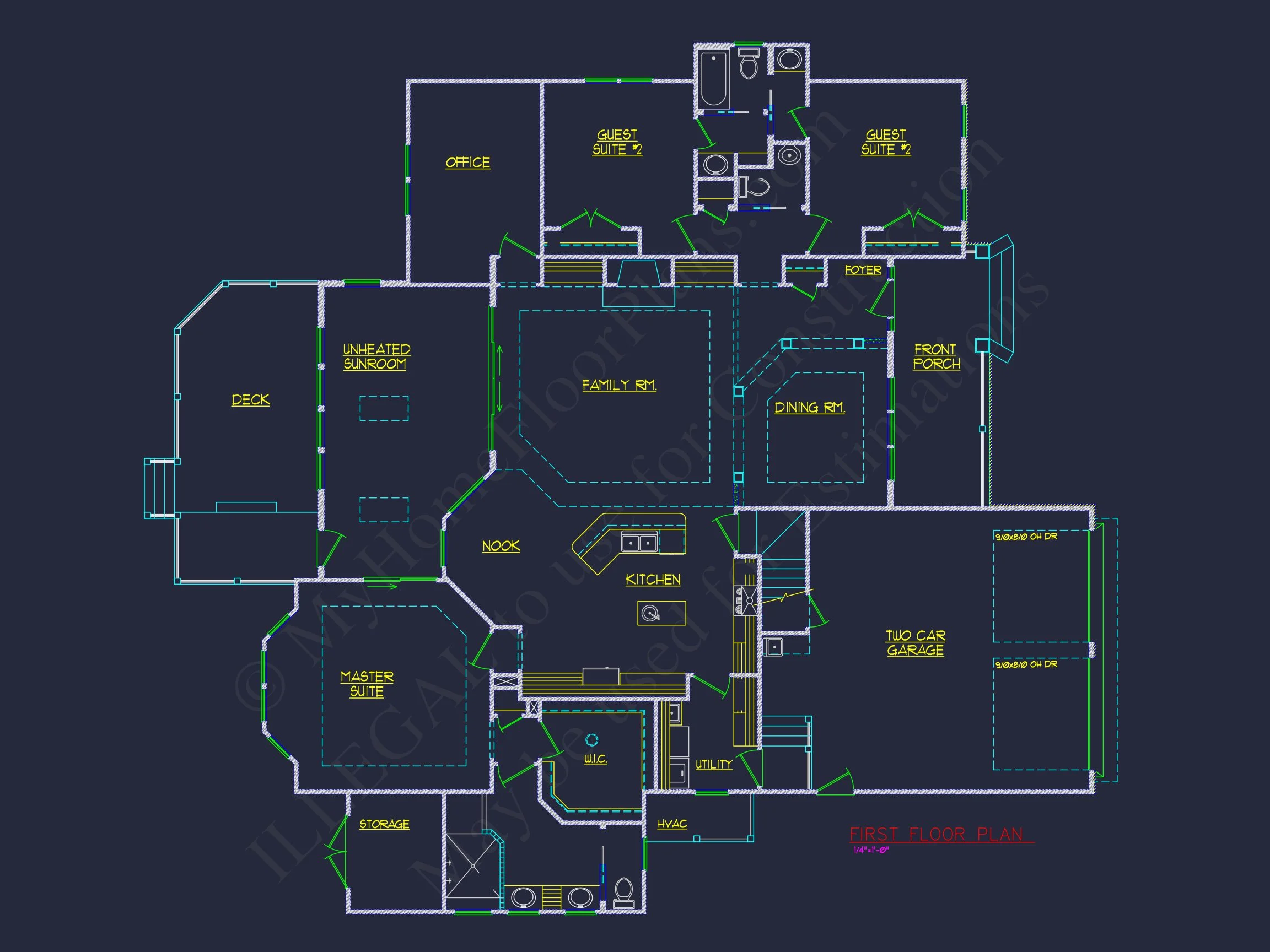 10-1268 HOUSE PLAN - Modern Farmhouse Craftsman House Plan - 3 Beds, 2,501 Sq Ft, Wraparound Porch 6 Colonial Revival house Floor Plan with CAD Blueprint Designs