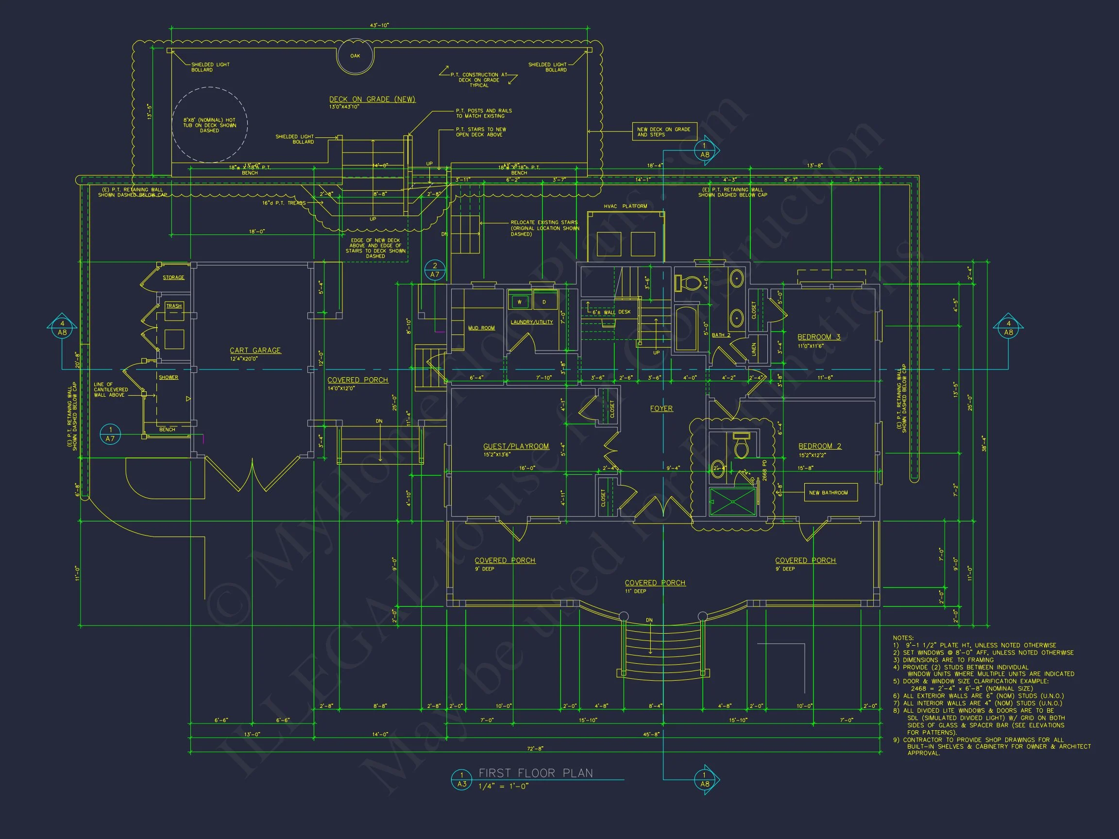 10-1265 HOUSE PLAN - Elegant Coastal House Plan – 3 Beds, 2,681 Sq Ft, Breezeway Garage & Outdoor Living 18 Elegant Coastal house Plan with Functional Architecture Designs & CAD