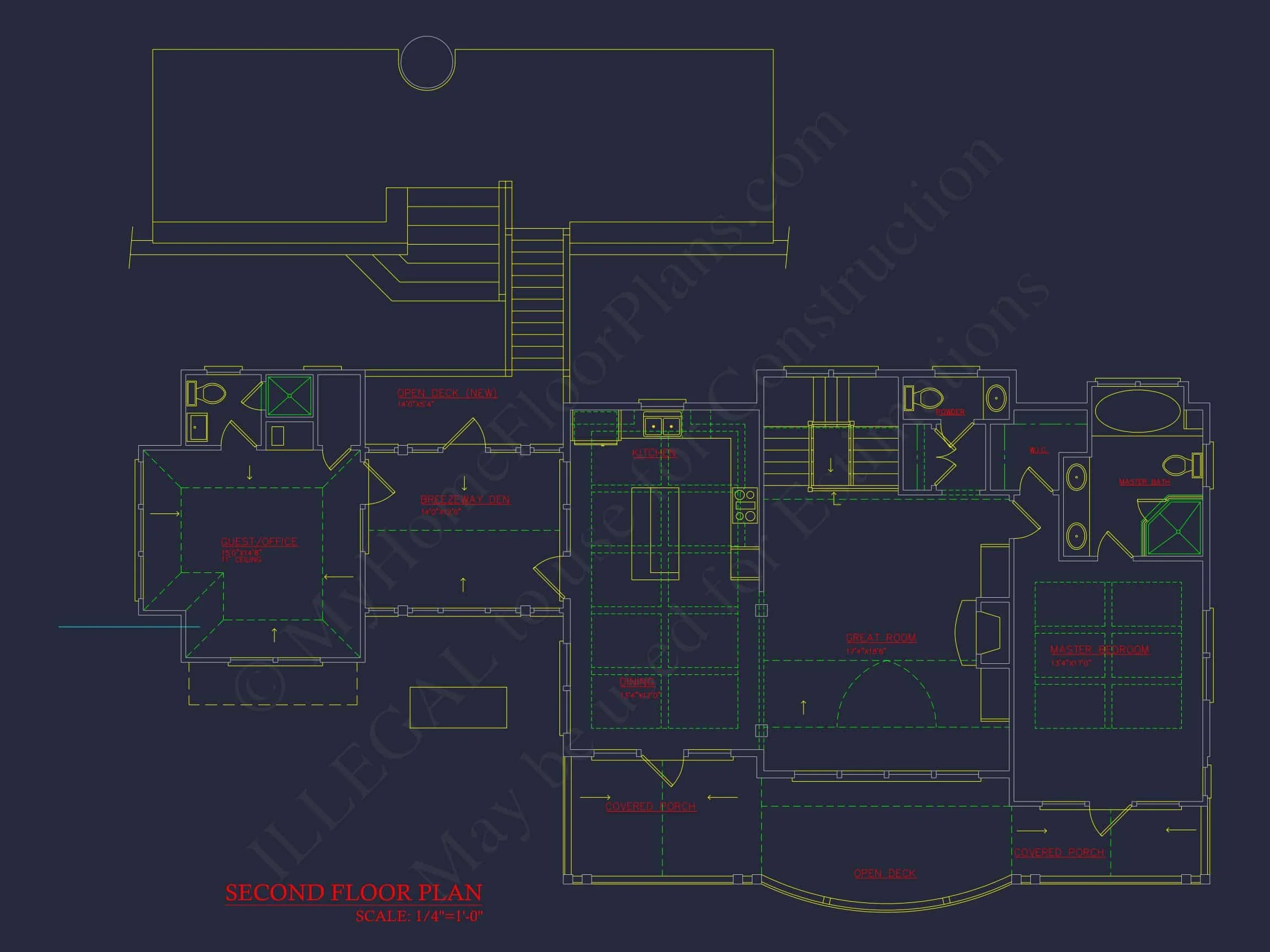 10-1265 HOUSE PLAN - Elegant Coastal House Plan – 3 Beds, 2,681 Sq Ft, Breezeway Garage & Outdoor Living 17 Elegant Coastal house Plan with Functional Architecture Designs & CAD