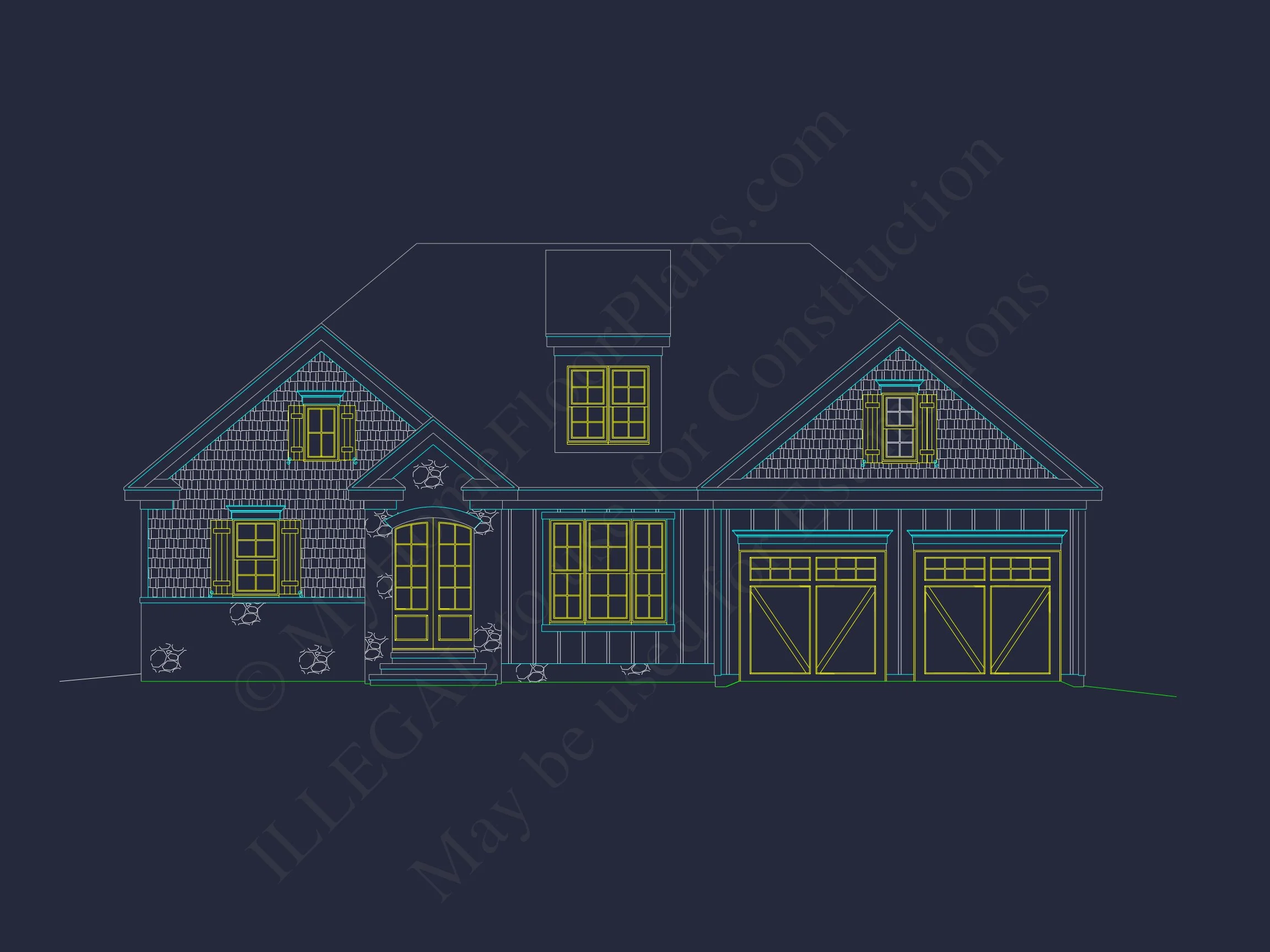 10-1250 HOUSE PLAN - Modern Ranch Craftsman with 3 Beds, 3 Baths & CAD Designs 6 Craftsman-Style house Plan with CAD Floor Plan Designs