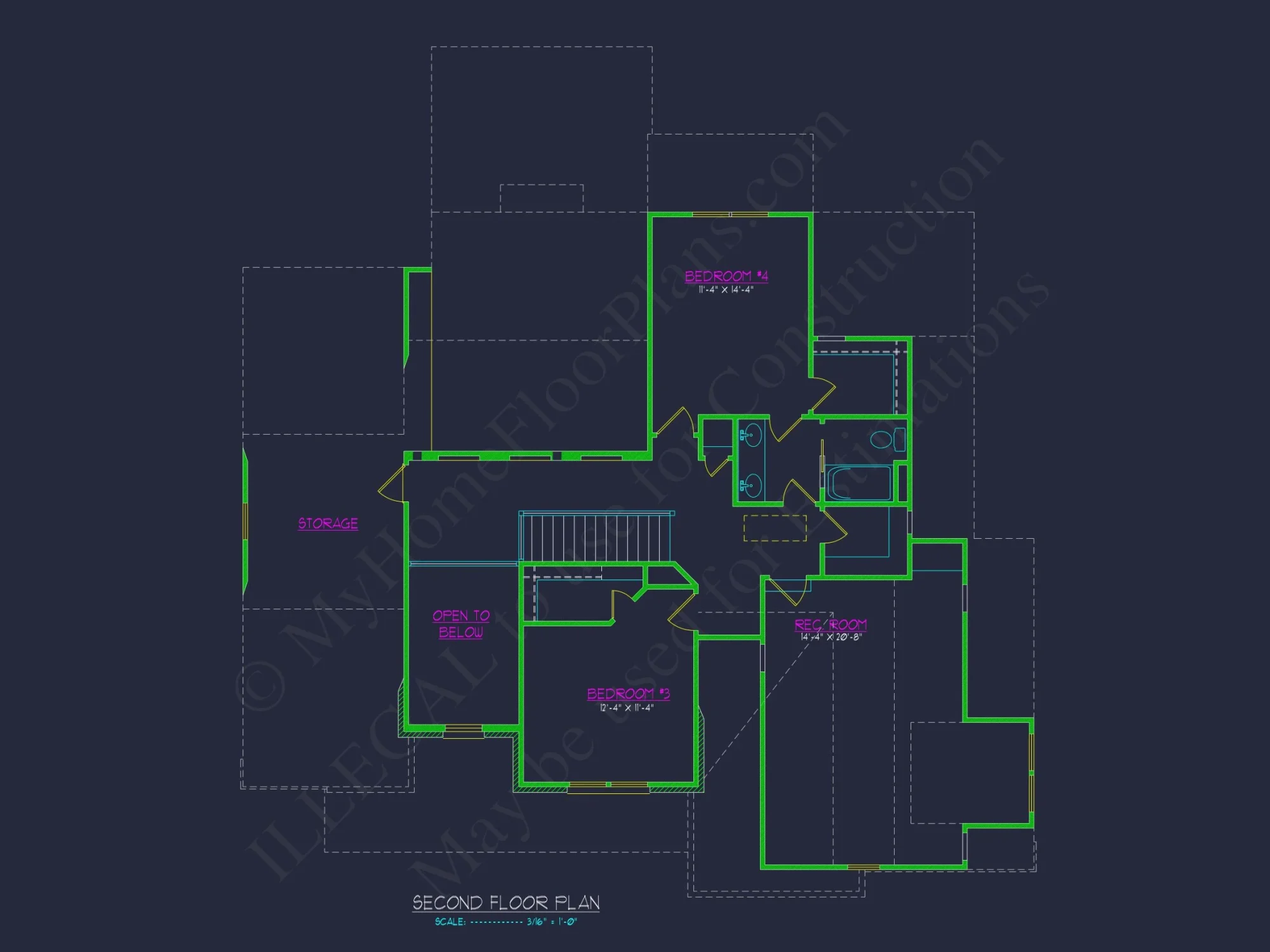Stunning 4-Bedroom house Floor Plan with Elegant CAD Designs