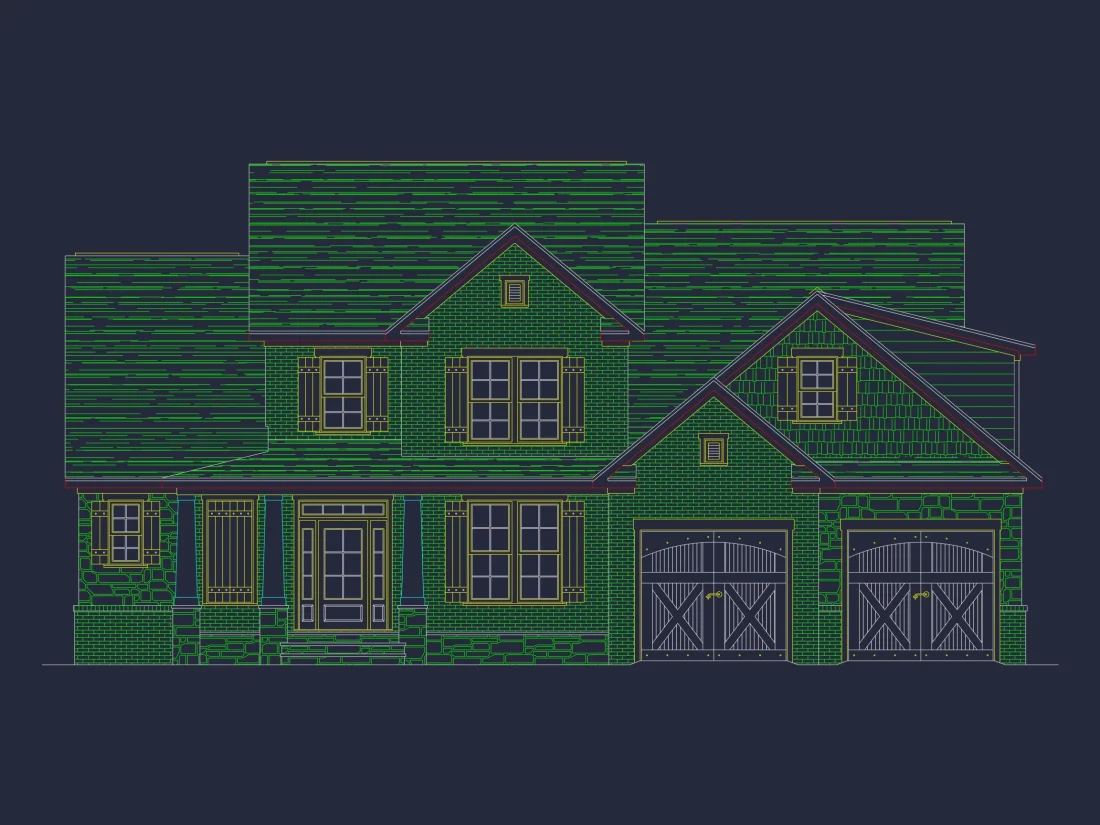 Stunning 4-Bedroom house Floor Plan with Elegant CAD Designs